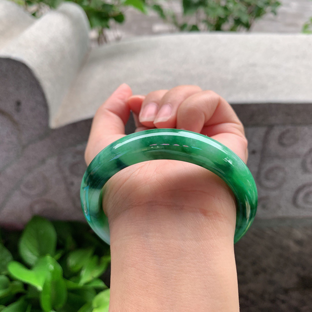 圈口56.6-12.6-8.4 【飘辣绿正圈手镯】正圈56 57可戴