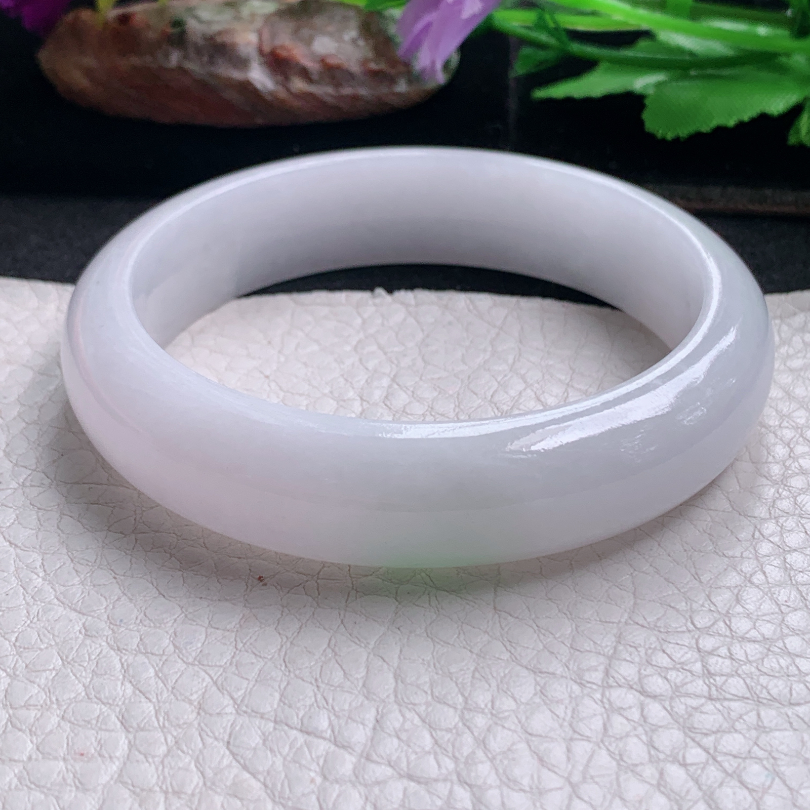 nr淡雅款59*14.8*8.3平安镯 天然缅甸翡翠a货手镯清新宽边正圈玉镯子