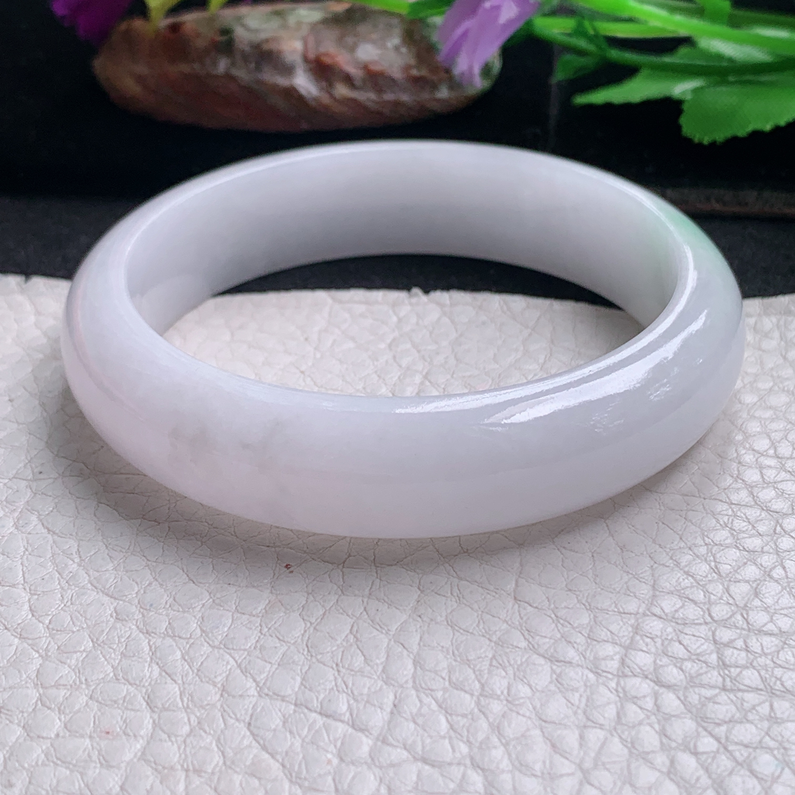 nr淡雅款59*14.8*8.3平安镯 天然缅甸翡翠a货手镯清新宽边正圈玉镯子