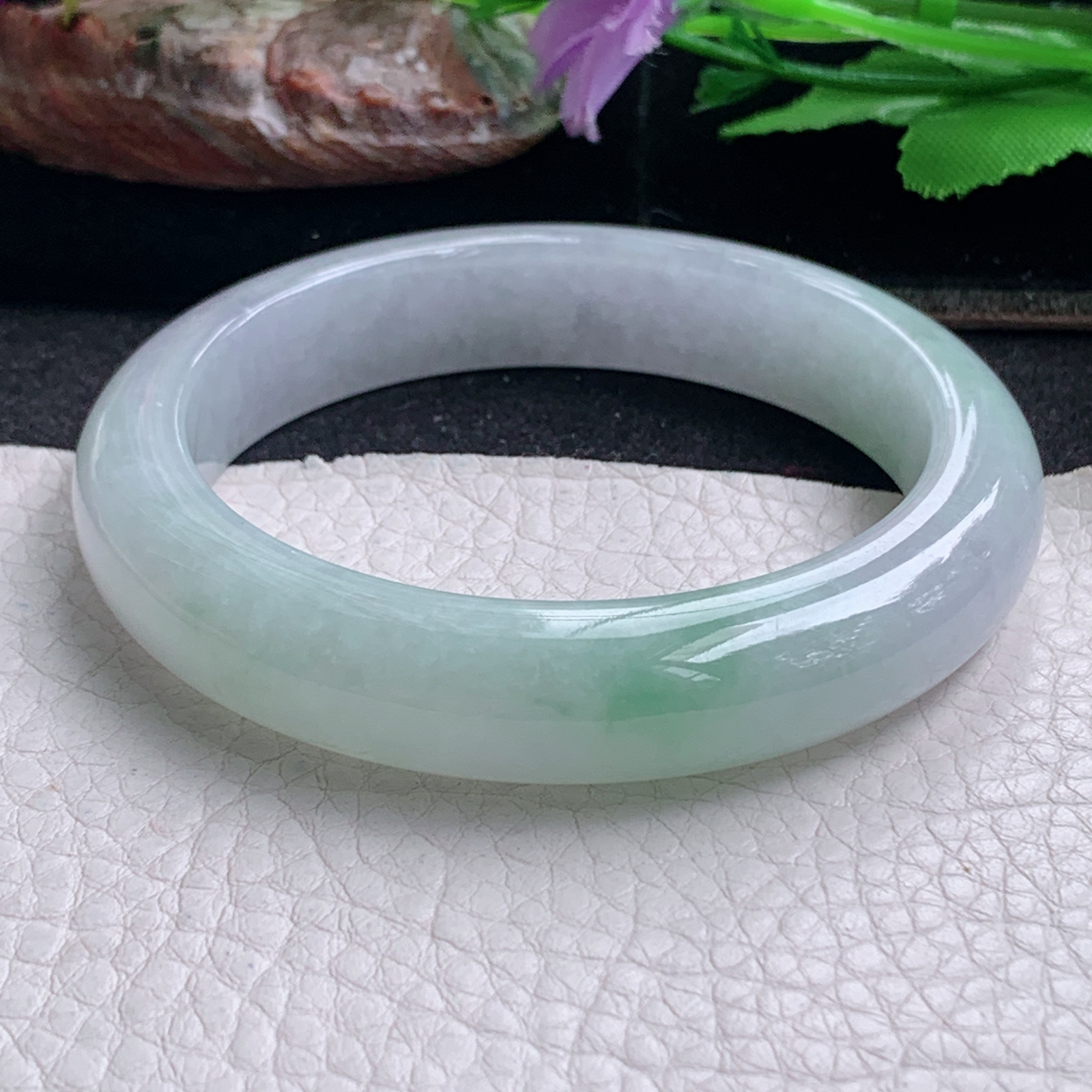 hy实拍56*12.2*8.8平安镯 天然缅甸翡翠a货手镯清新正圈玉镯子