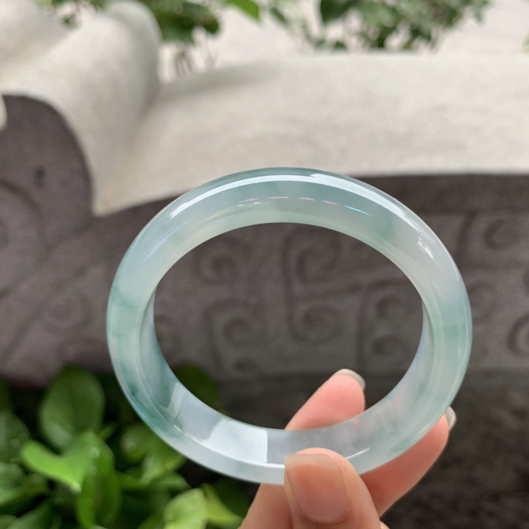 圈口55.4-12.8-7.7 【冰种飘花正圈手镯】正圈55 56可戴