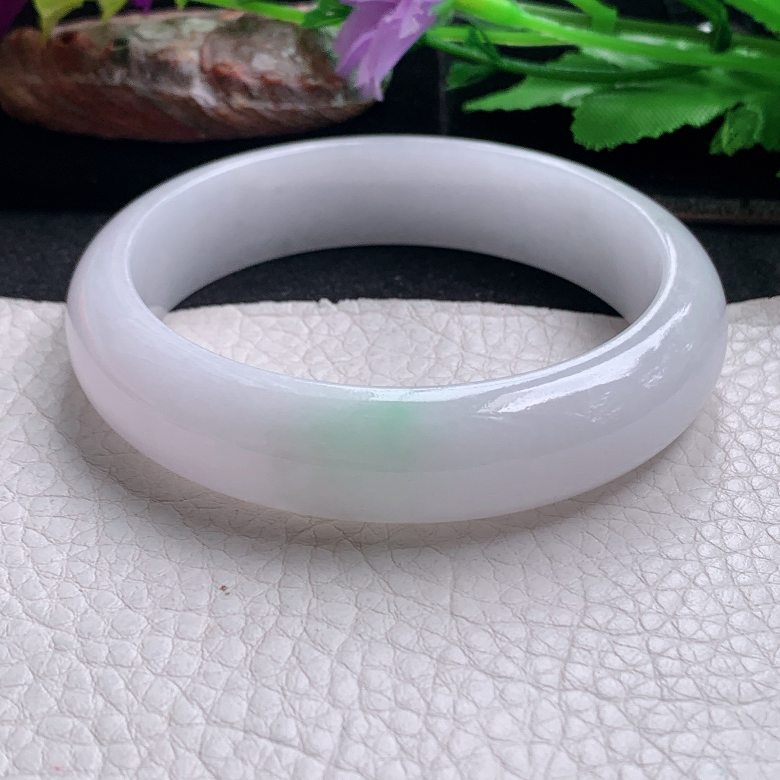 nr淡雅款59*14.8*8.3平安镯 天然缅甸翡翠a货手镯清新宽边正圈玉镯子