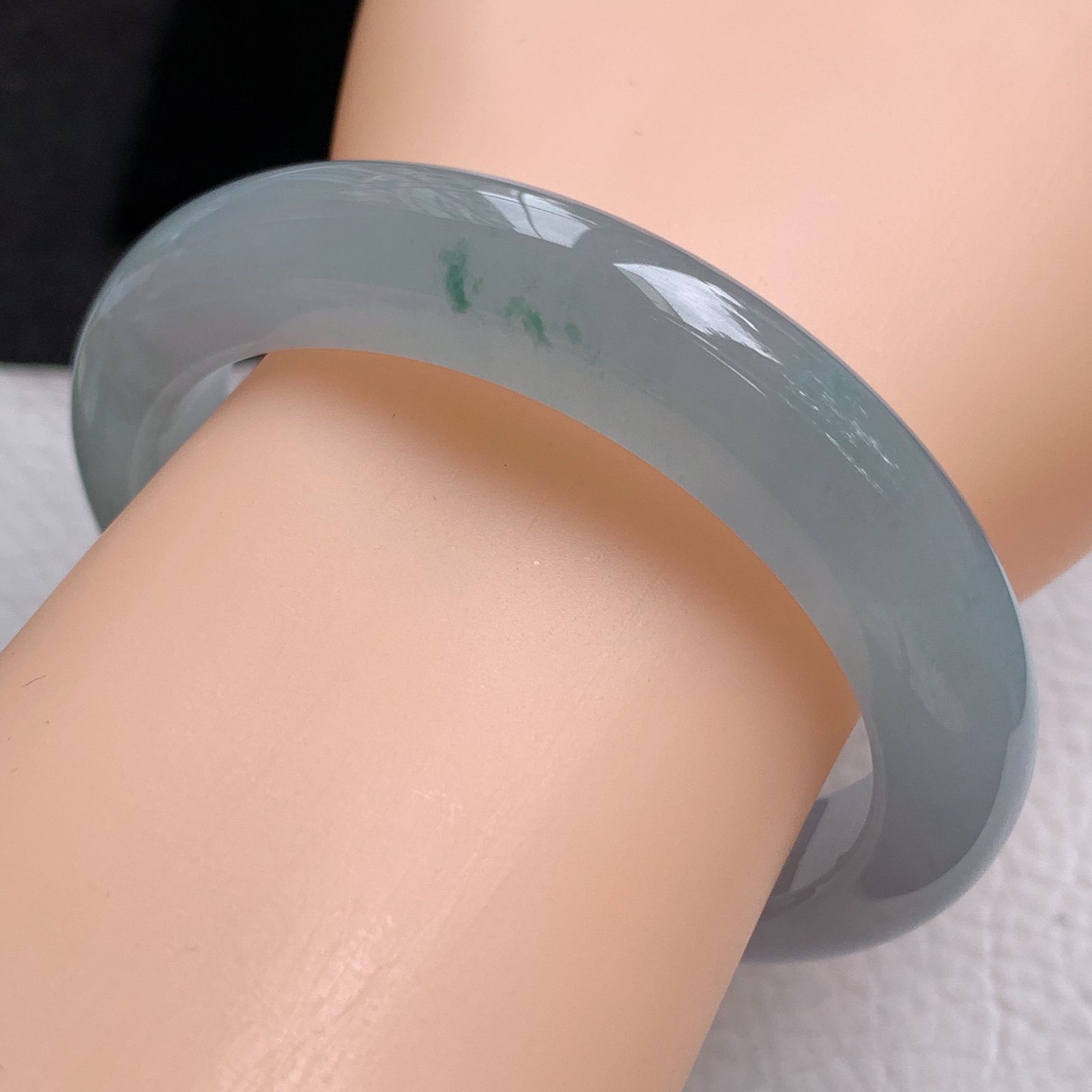 fx实拍57.5*12.3*10平安镯 天然缅甸翡翠a货手镯冰飘花厚装宽边正圈玉镯子