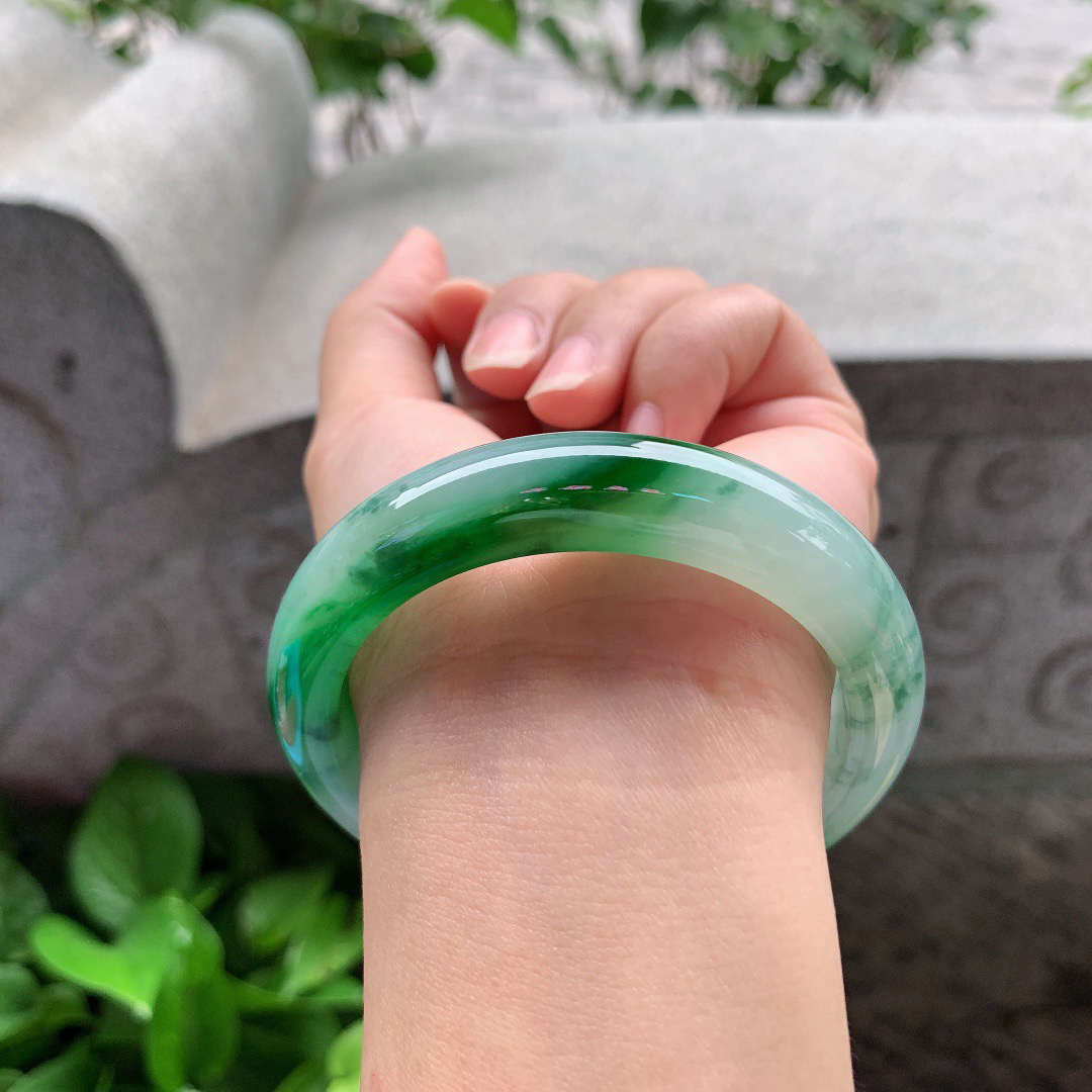圈口56.3-12.8-8.6 【辣绿正圈手镯】正圈56 57可戴