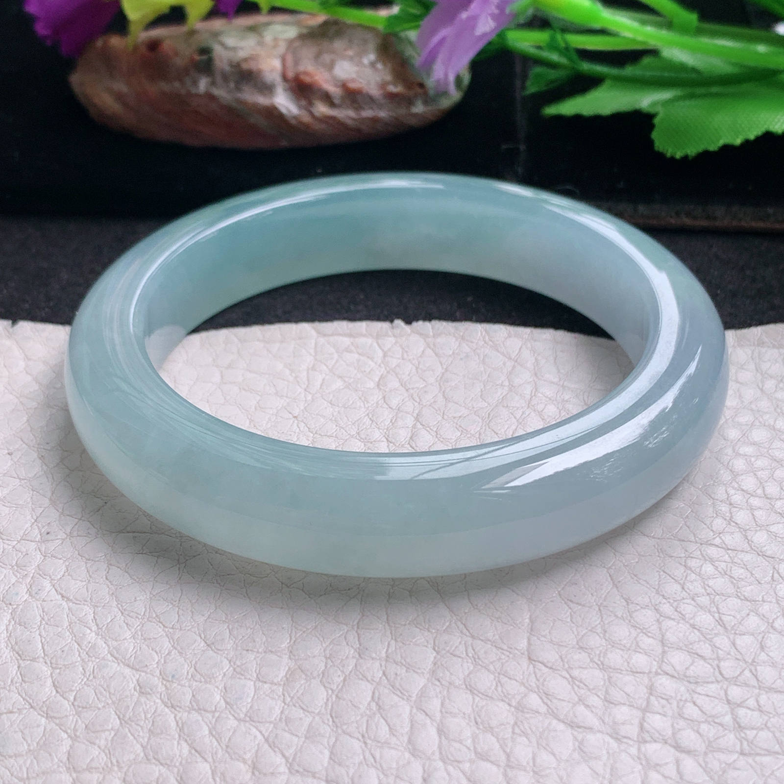 fx实拍57.5*12.3*10平安镯 天然缅甸翡翠a货手镯冰飘花厚装宽边正圈玉镯子