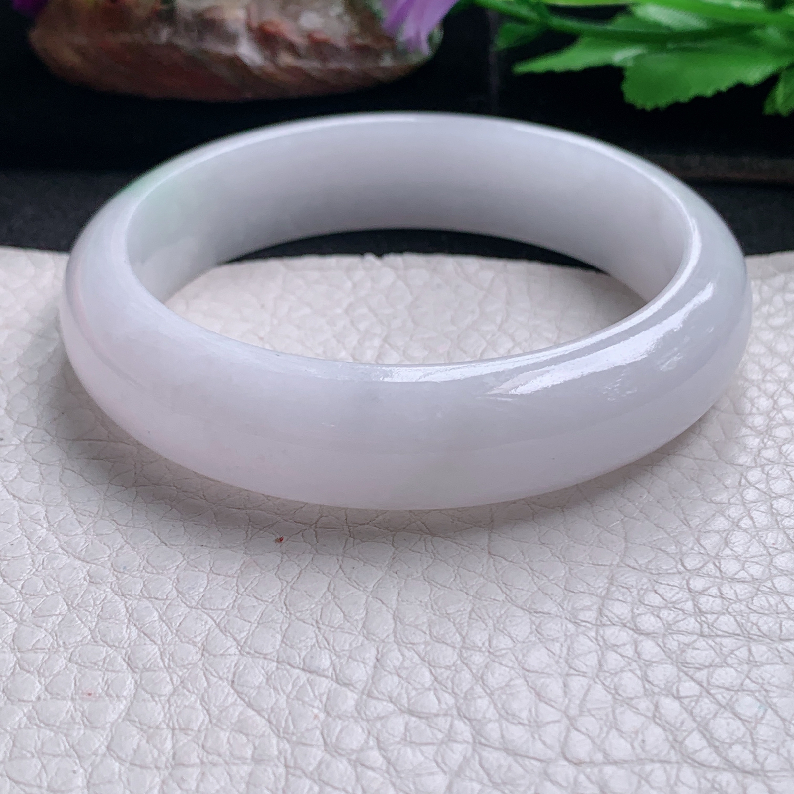 nr淡雅款59*14.8*8.3平安镯 天然缅甸翡翠a货手镯清新宽边正圈玉镯子