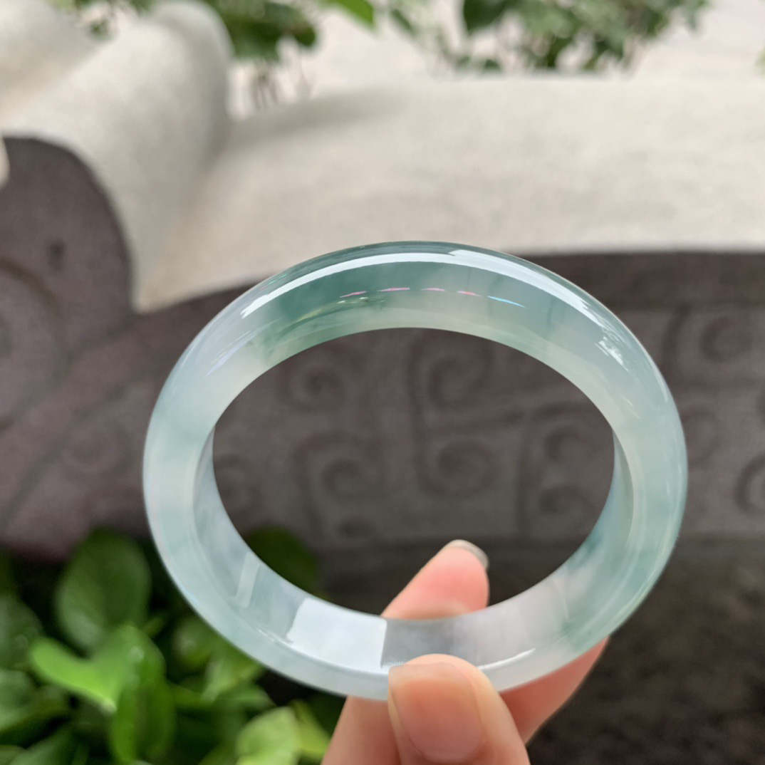 圈口55.4-12.8-7.7 【冰种飘花正圈手镯】正圈55 56可戴