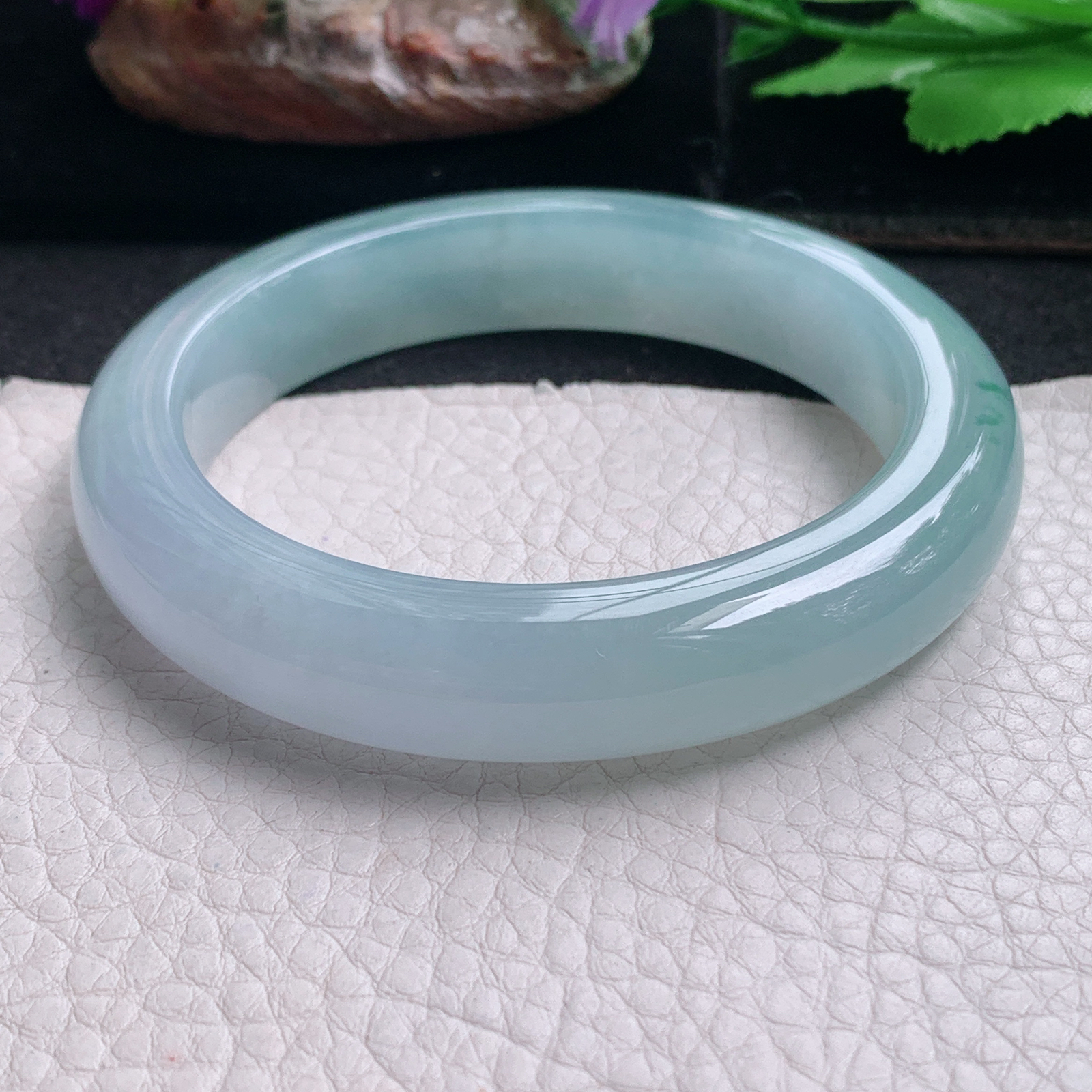 fx实拍57.5*12.3*10平安镯 天然缅甸翡翠a货手镯冰飘花厚装宽边正圈玉镯子