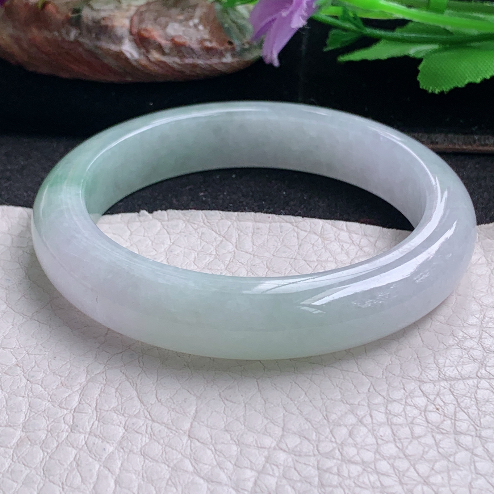 hy实拍56*12.2*8.8平安镯 天然缅甸翡翠a货手镯清新正圈玉镯子