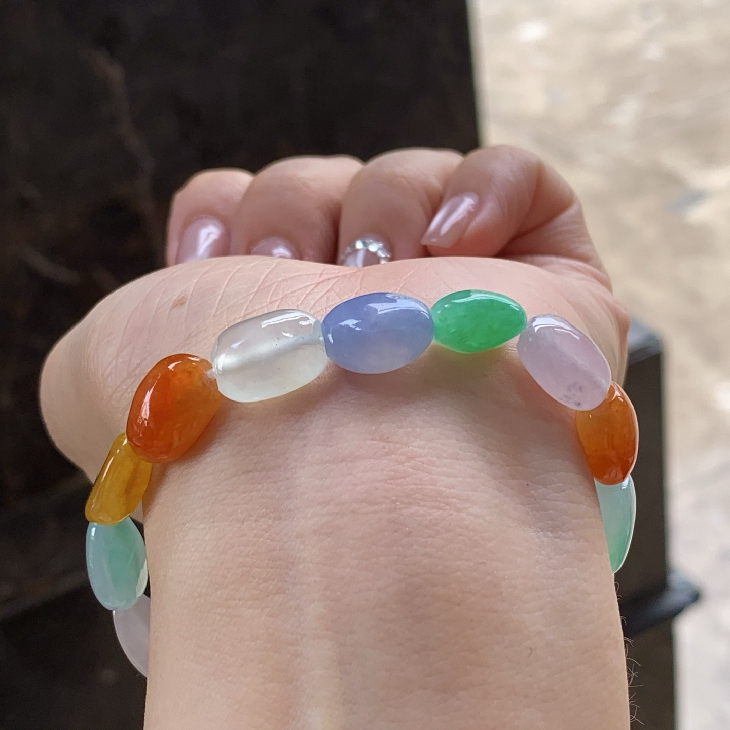 冰种彩色手串
颜色漂亮 种好水足