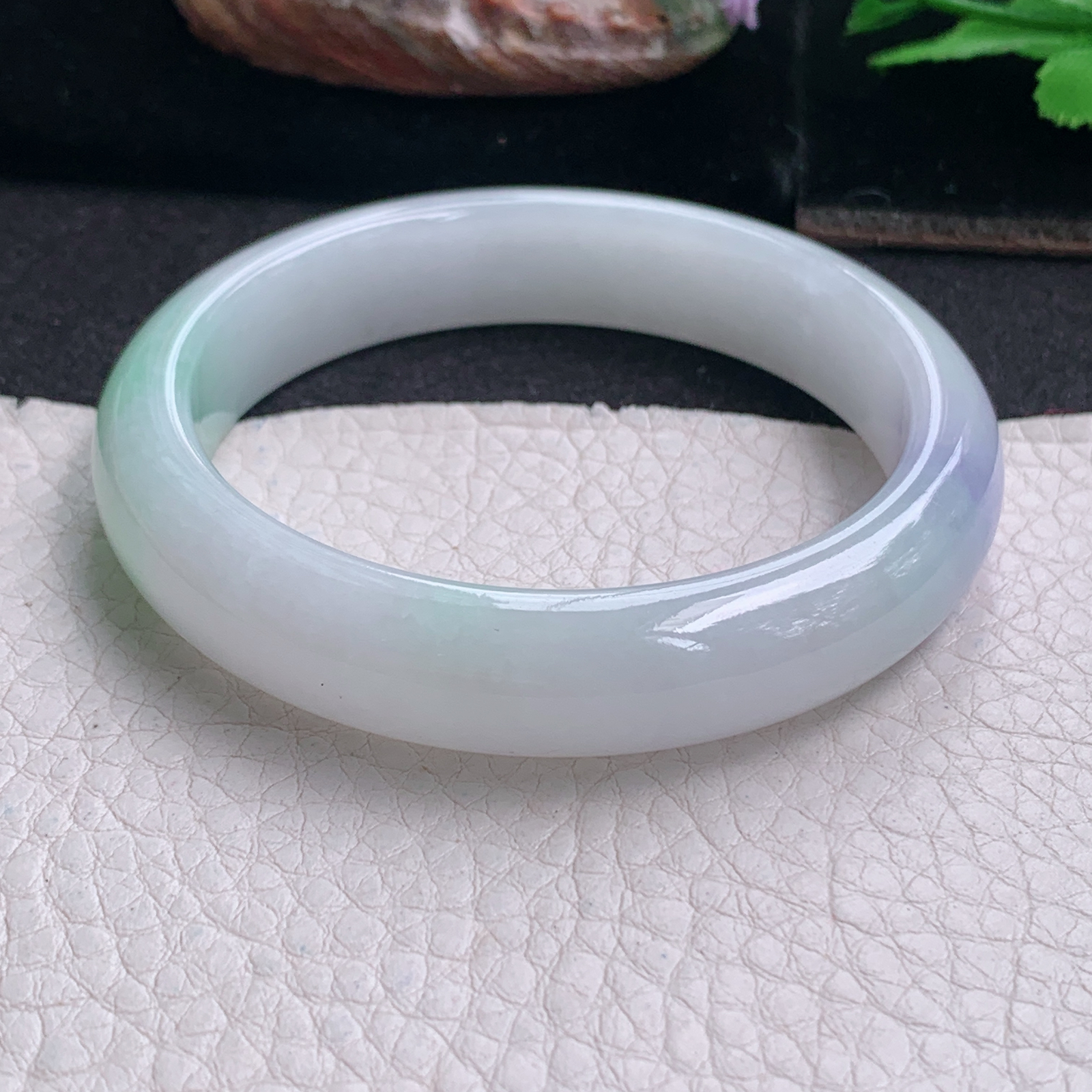 xx梦幻款55*12.3*7.8平安镯 天然缅甸翡翠a货手镯春带彩正圈玉镯子