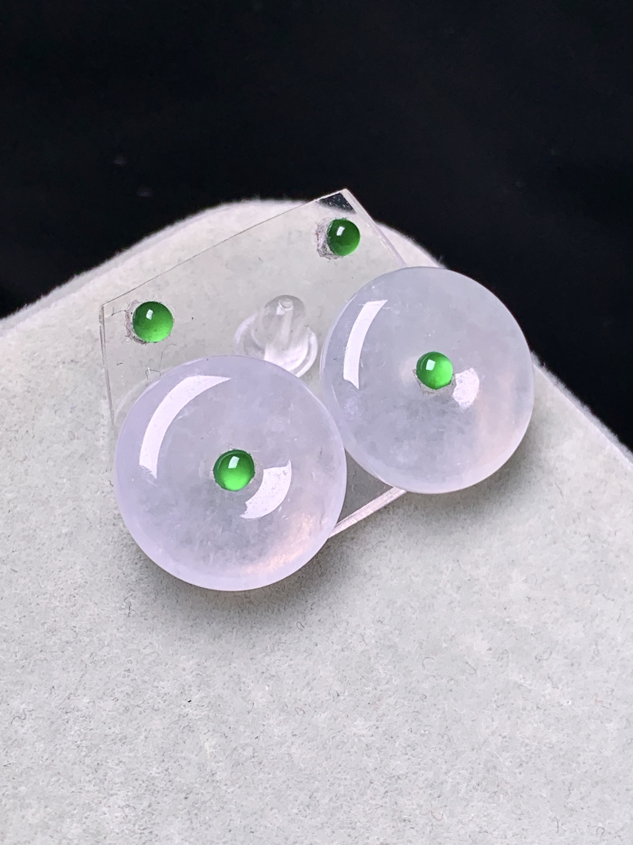 镶嵌款 冰种平安扣一对 玉质细腻 色泽艳丽清新 水润亮眼 整体尺寸13*3.5*2x