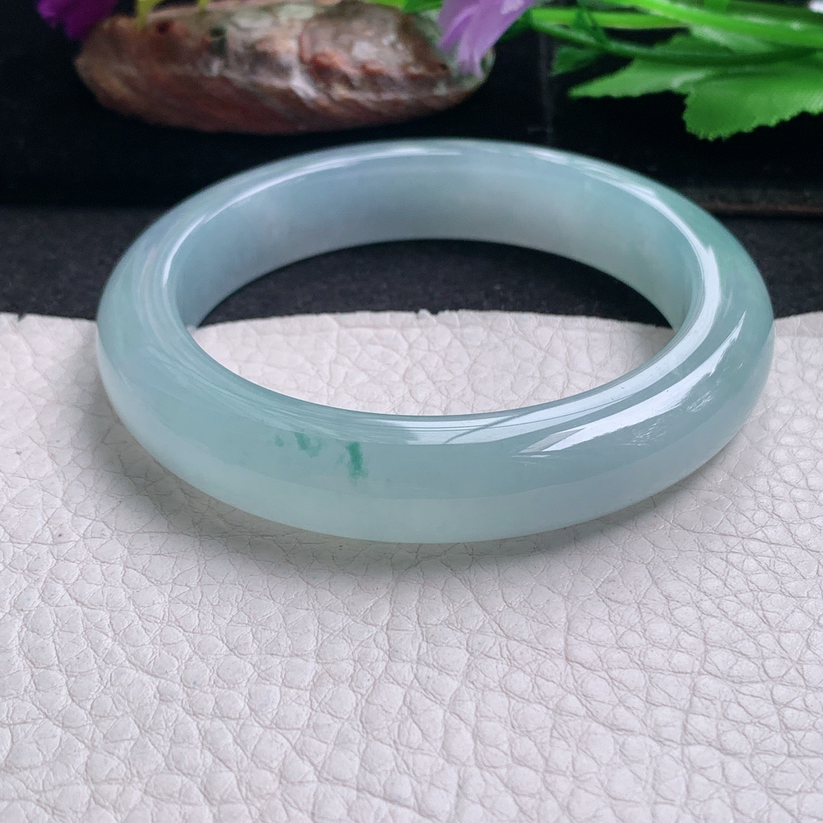 fx实拍57.5*12.3*10平安镯 天然缅甸翡翠a货手镯冰飘花厚装宽边正圈玉镯子