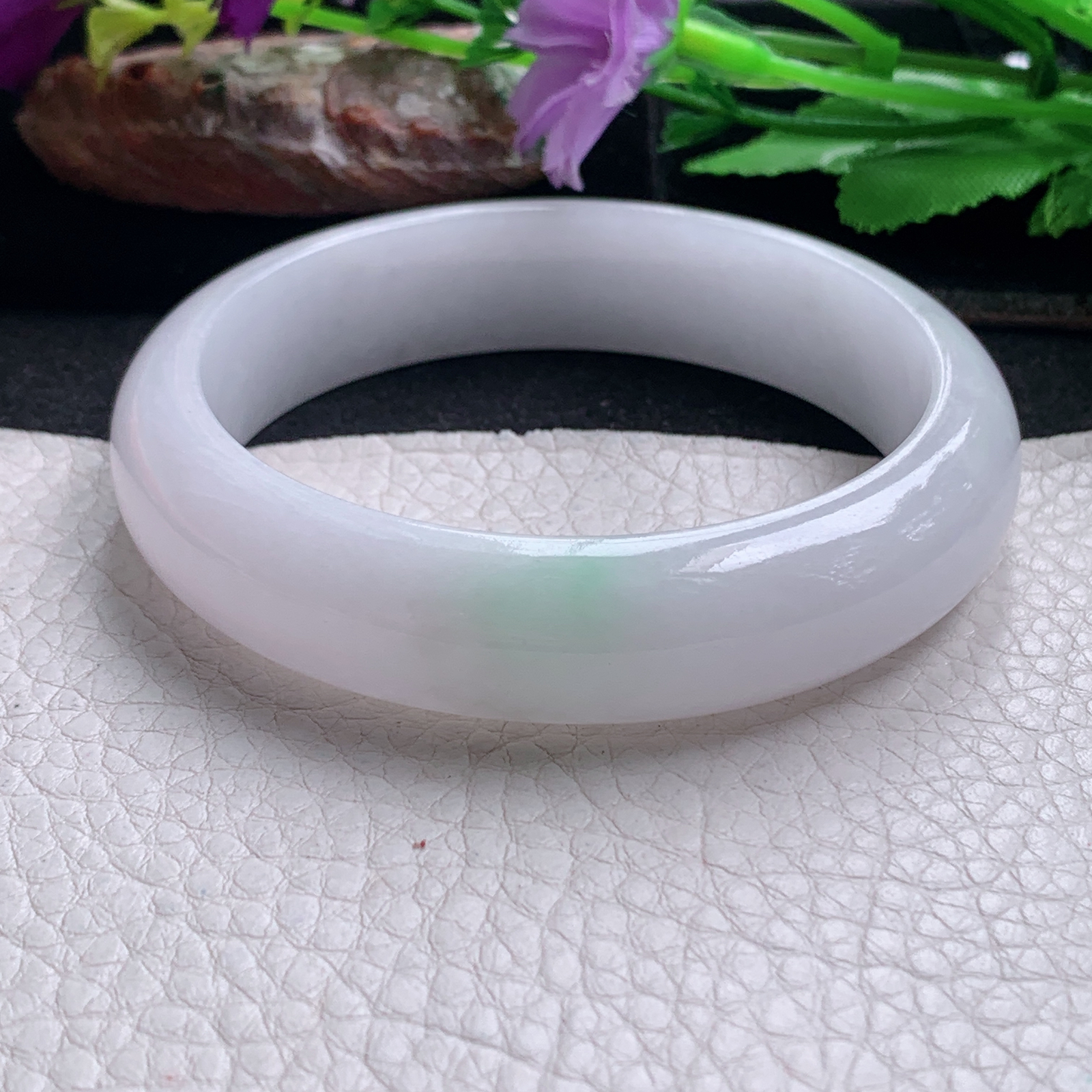 nr淡雅款59*14.8*8.3平安镯 天然缅甸翡翠a货手镯清新宽边正圈玉镯子