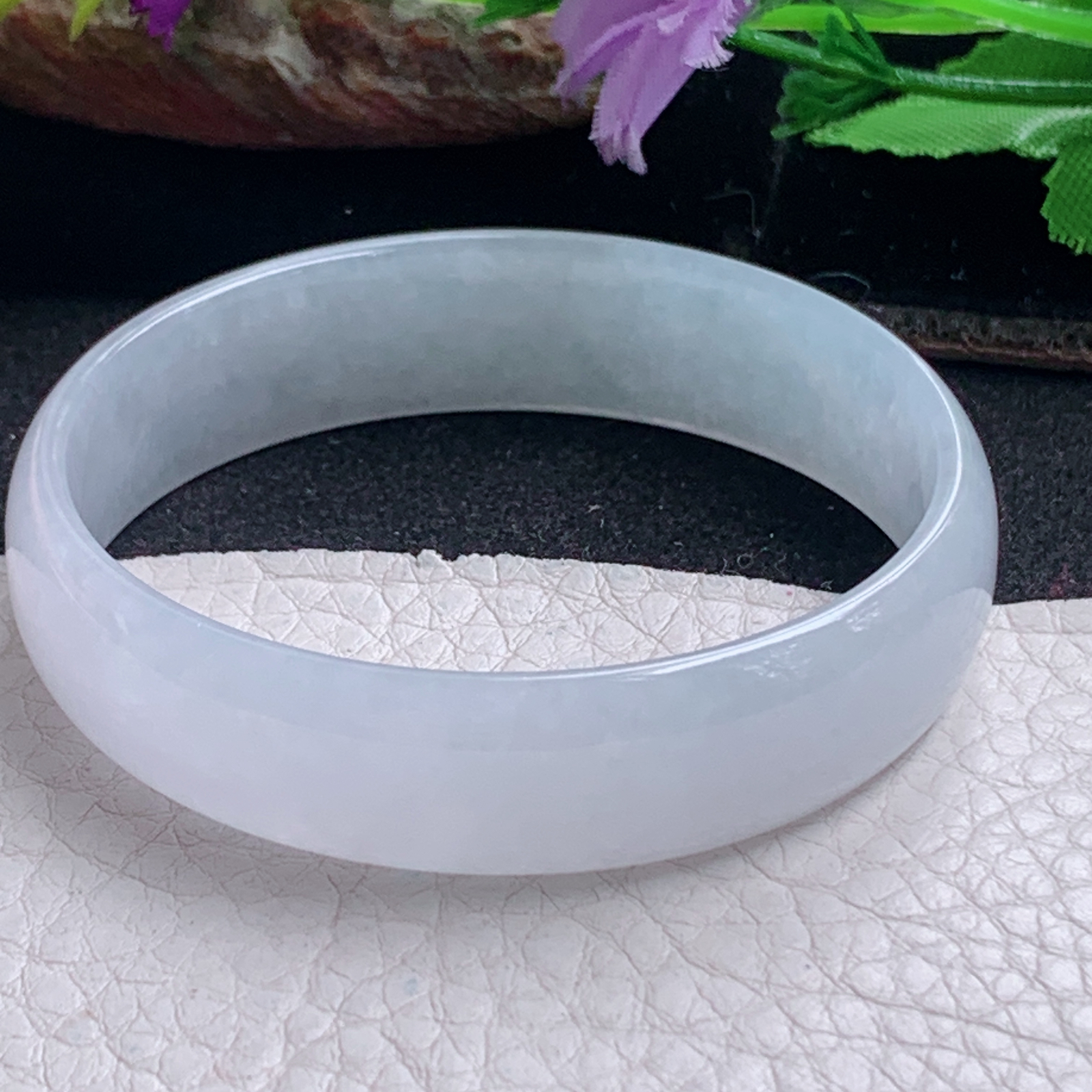 n小圈口50.5*13.9*4宽扁镯 特色天然缅甸翡翠a货手镯纯美宽边正圈玉镯子