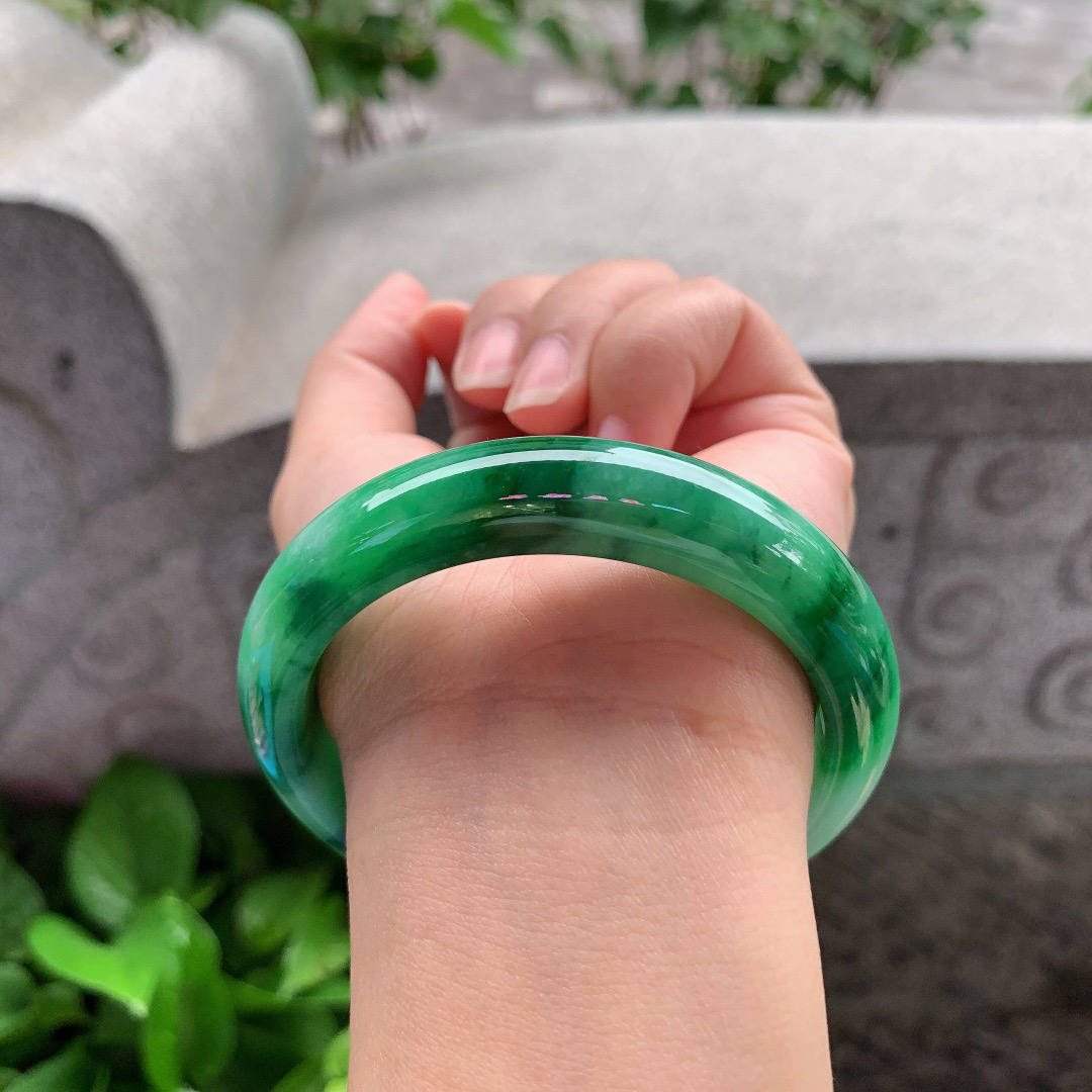 圈口56.6-12.6-8.4 【飘辣绿正圈手镯】正圈56 57可戴