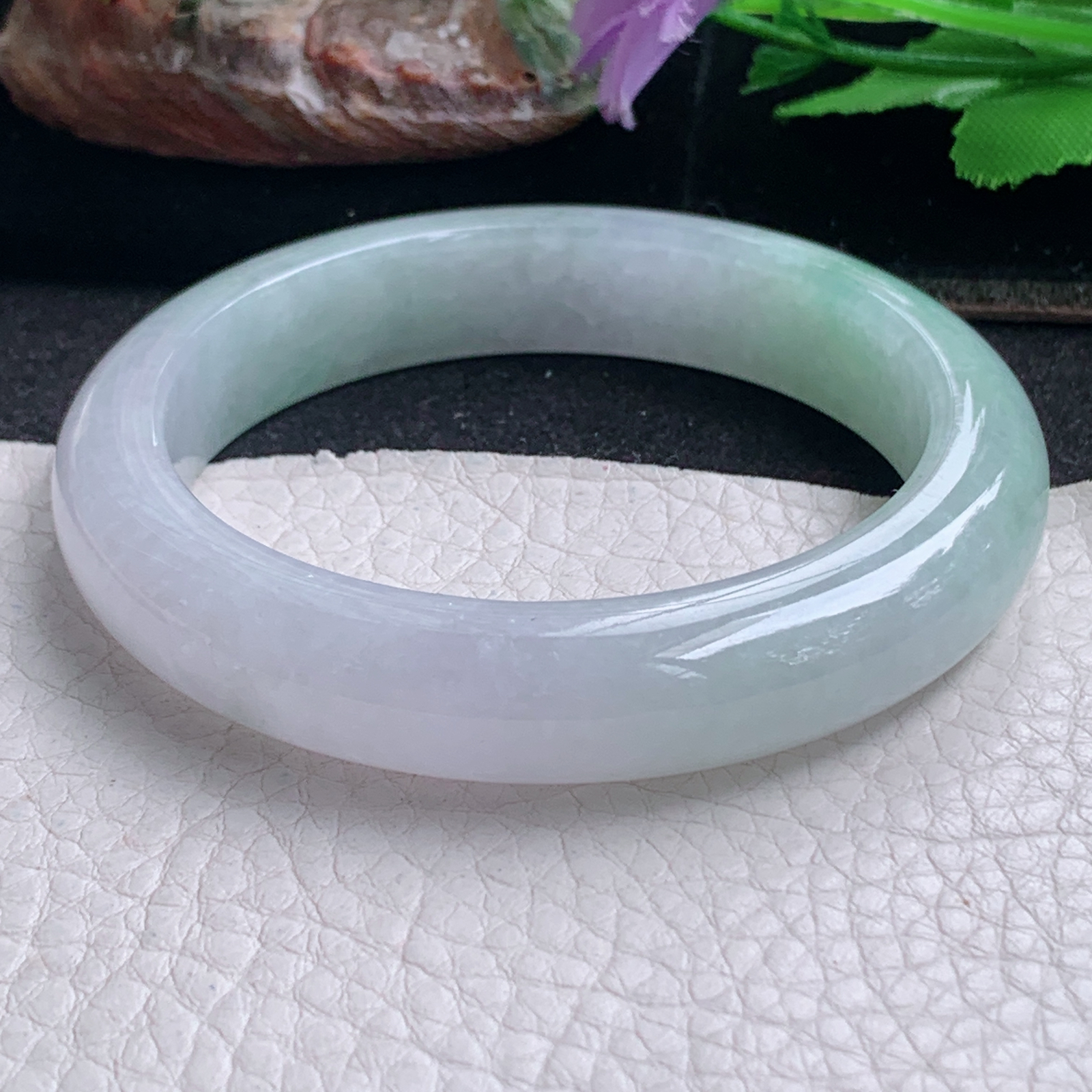 hy实拍56*12.2*8.8平安镯 天然缅甸翡翠a货手镯清新正圈玉镯子