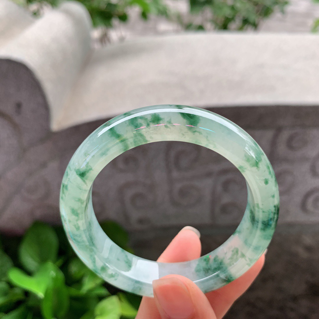 小圈口 52.2-13.1-8.9【冰种飘花正圈手镯】正圈52 53可戴