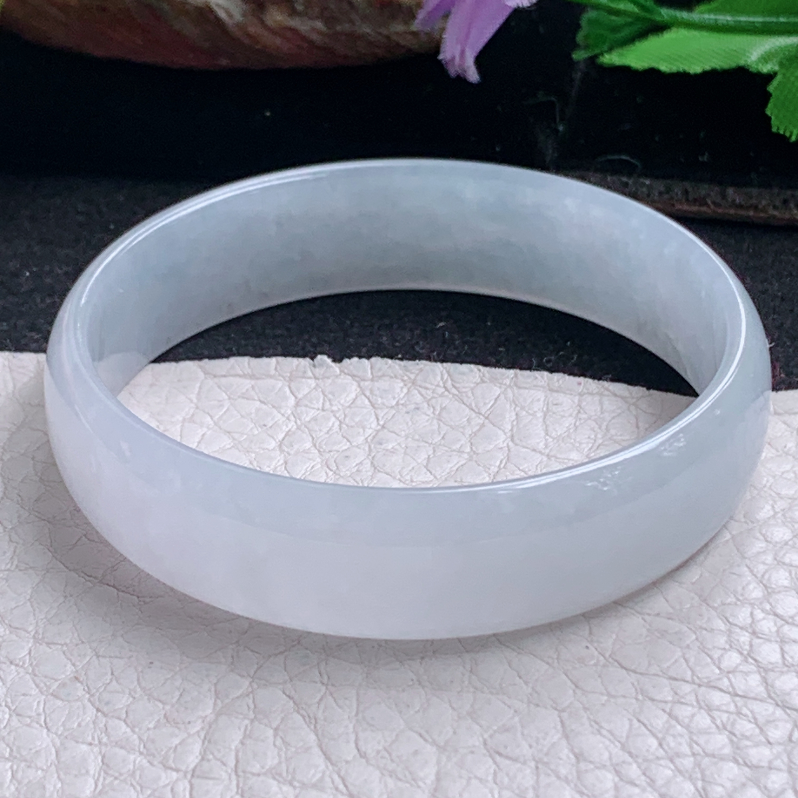 n小圈口50.5*13.9*4宽扁镯 特色天然缅甸翡翠a货手镯纯美宽边正圈玉镯子