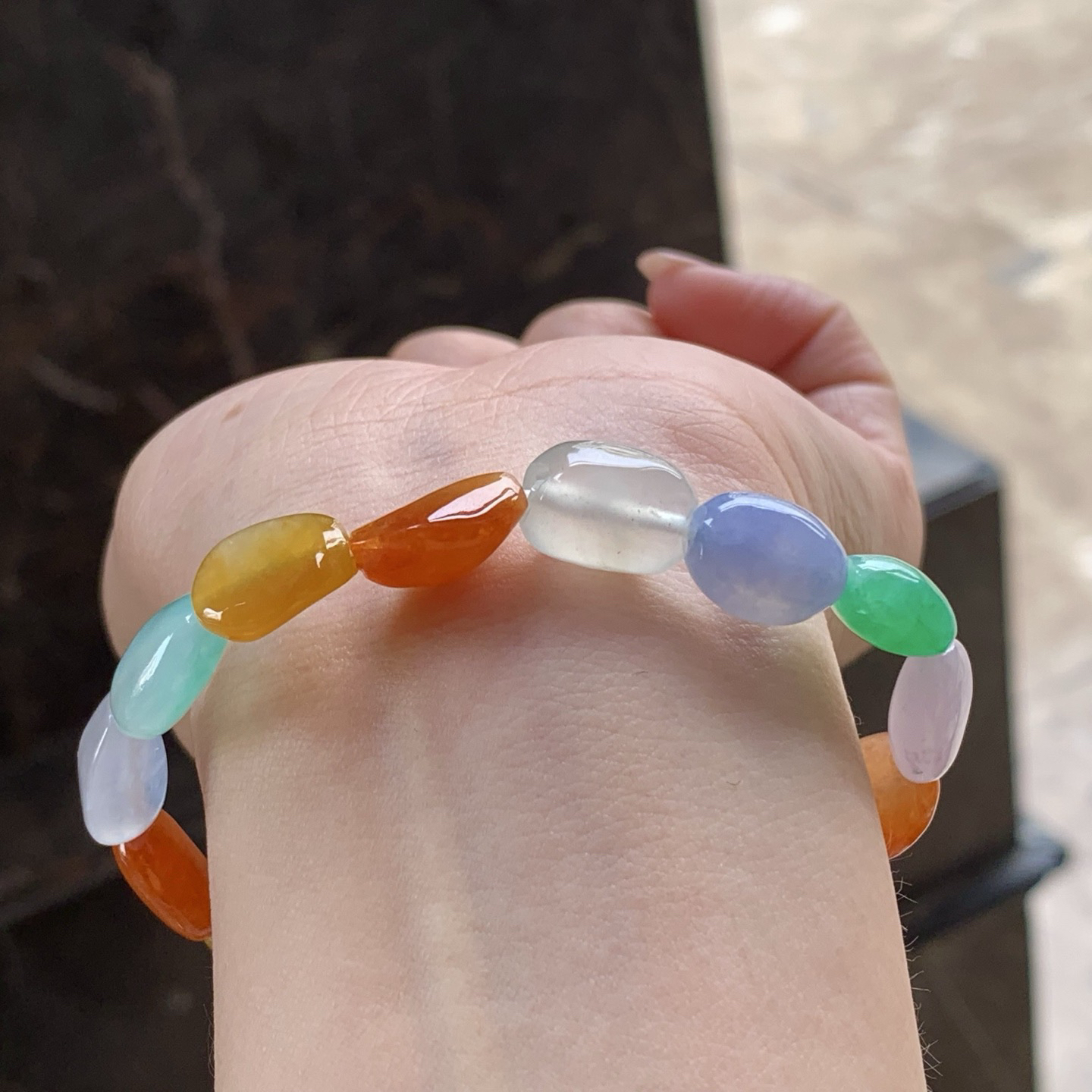 冰种彩色手串
颜色漂亮 种好水足