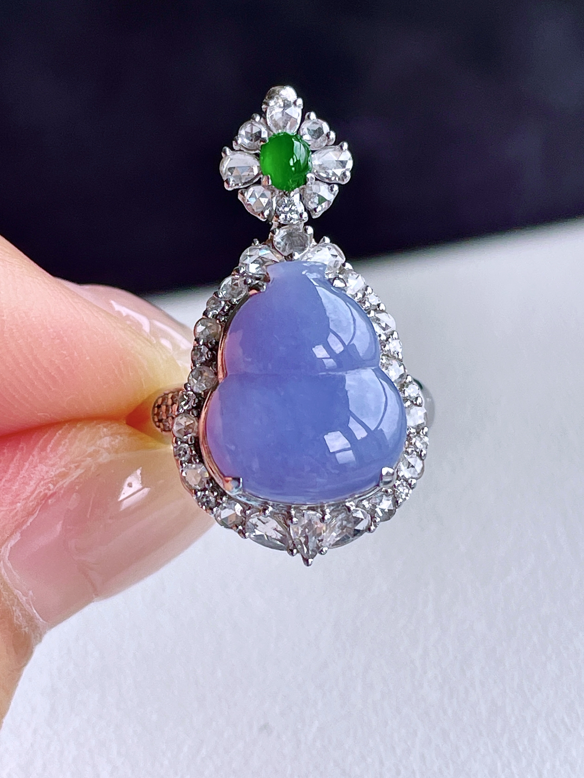 【镶嵌】紫罗兰葫芦两用款（戒指，吊坠）  
【说明】缅料 18k金镶嵌 性价比高  
【整体】28