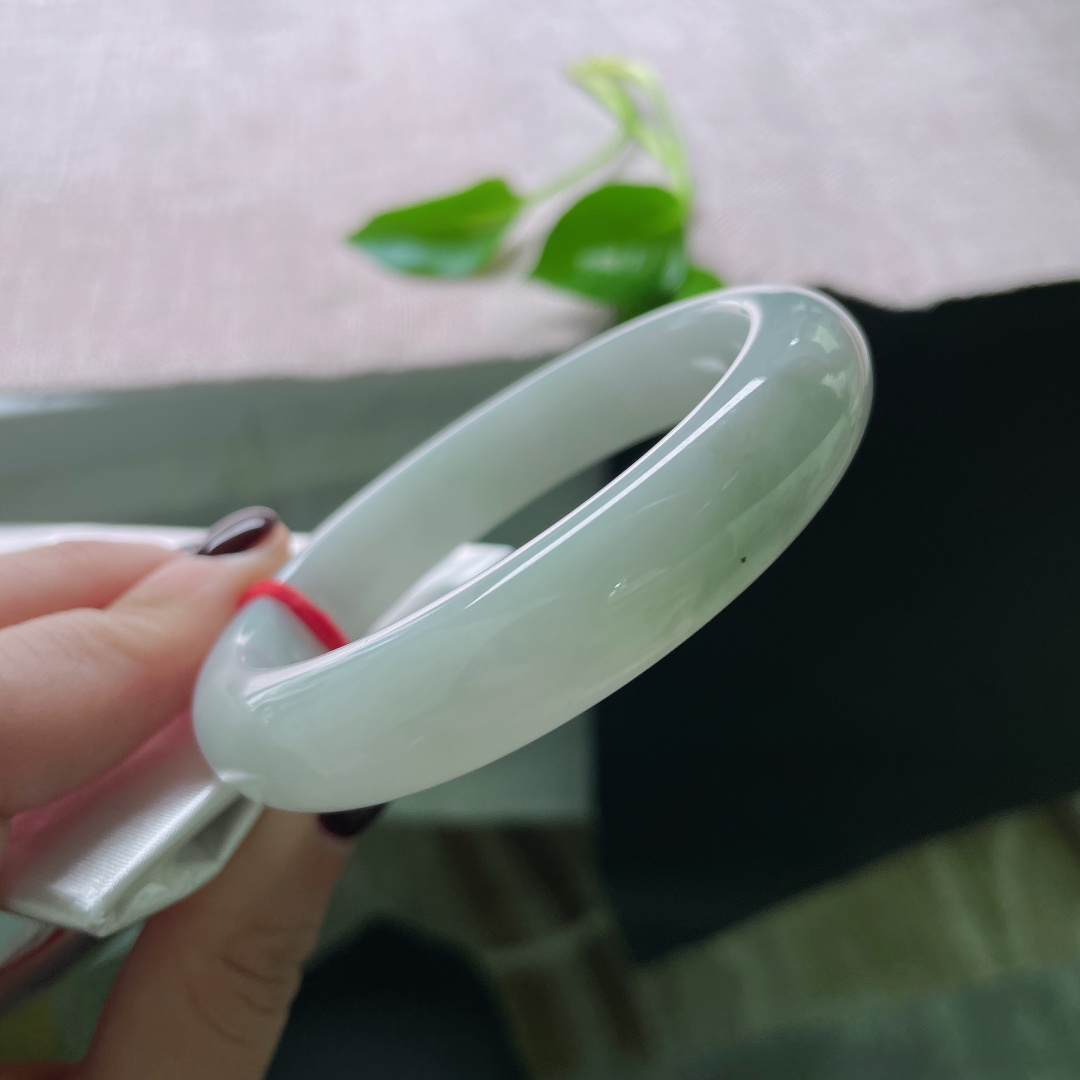 57.1/12.8/8.8，浅绿底正圈，水头好，种老，温馨素净，显气质，棉线纹，ss49202a