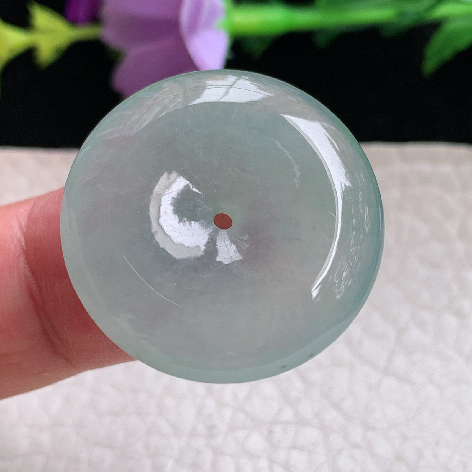 zz3实拍连金28.6*6天然缅甸翡翠冰透平安扣吊坠 冰晴水底玉扣