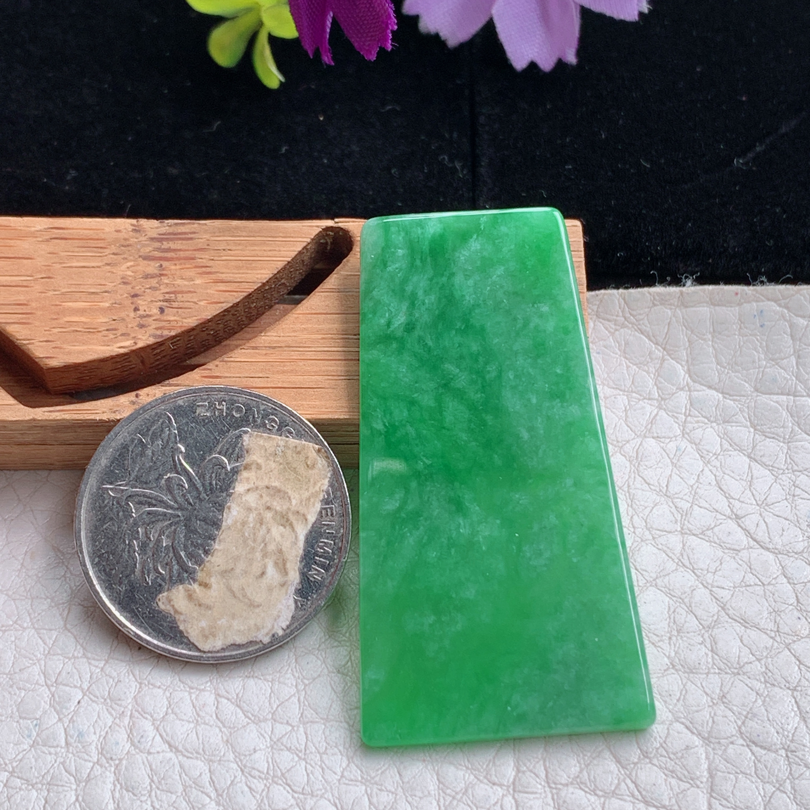 zz3实拍48.5*25.8*2.7缅甸翡翠满绿平安无事牌吊坠 飘绿意境无字牌素面玉坠