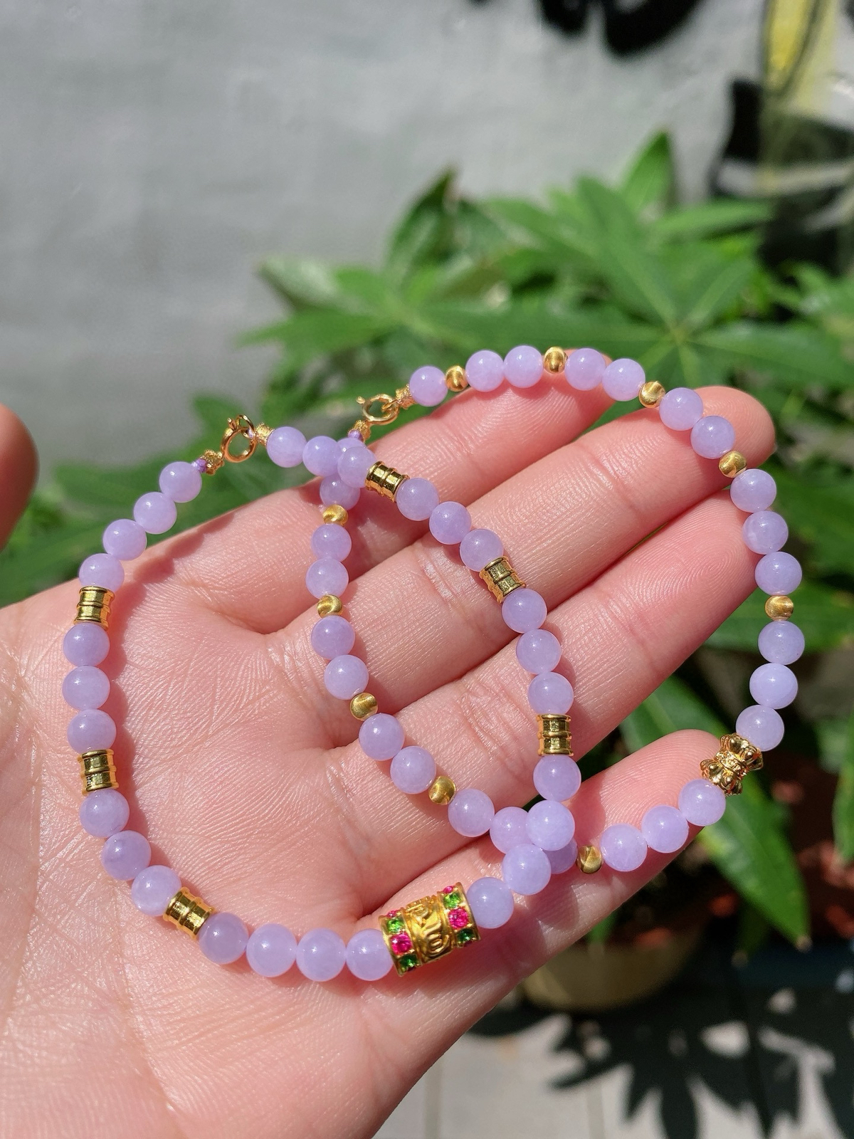 紫罗兰珠珠手串（一件价）
配饰18K金