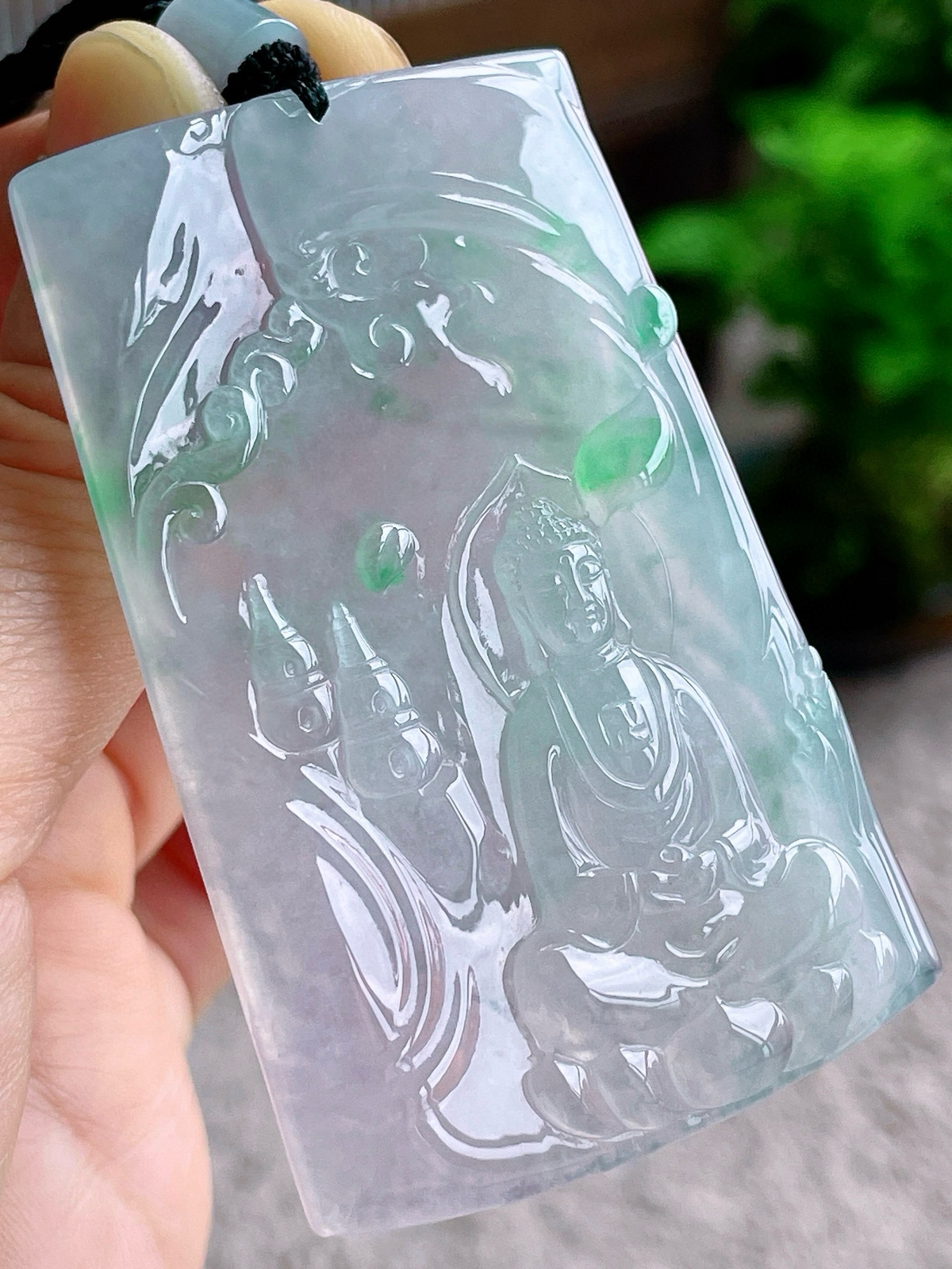 【裸石】冰飘花大日如来佛牌吊坠
【说明】缅料 性价比高  
【尺寸】68-44-5.8