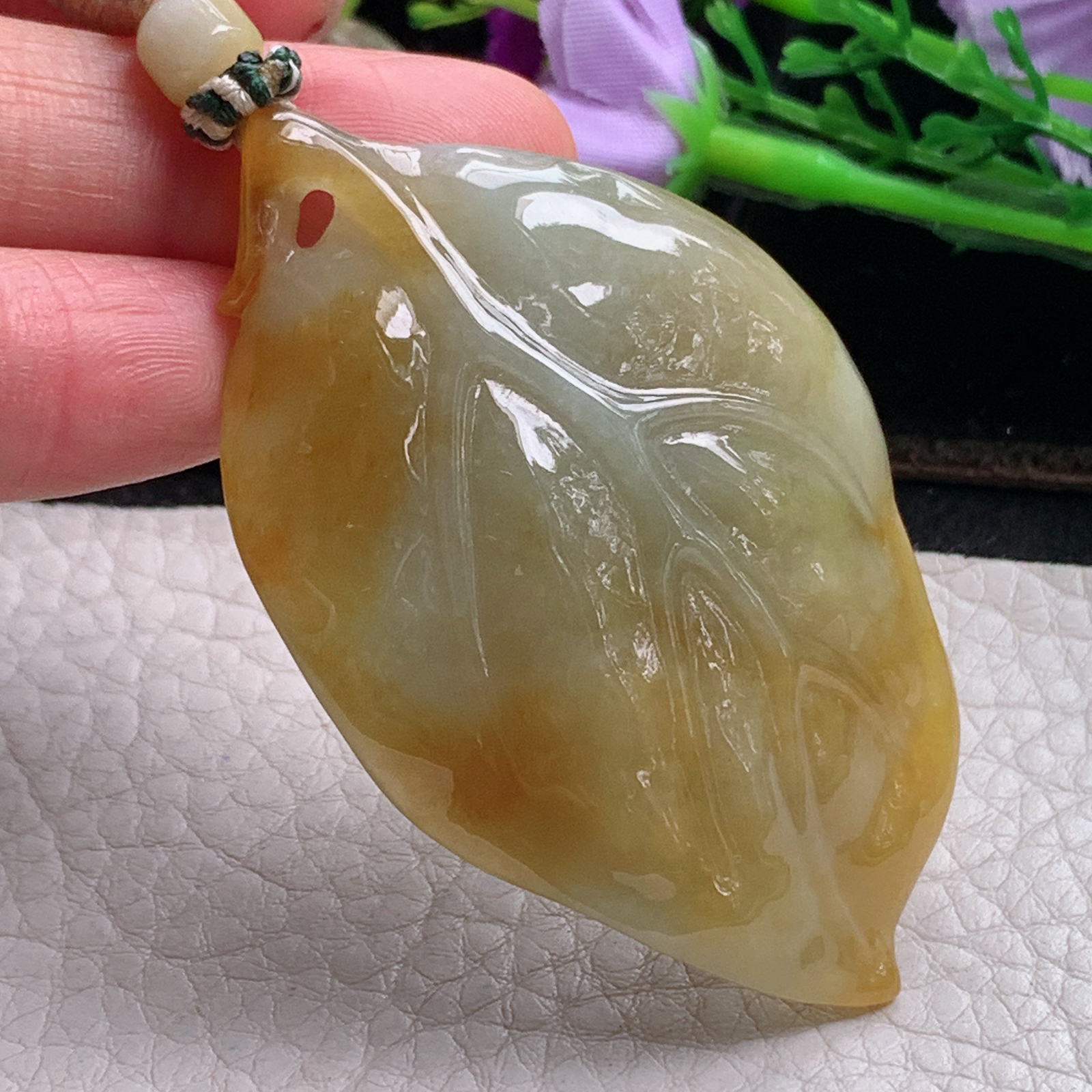 csy实拍61.5*38.8*10.3天然缅甸翡翠冰黄佛光普照 大日如来玉吊坠