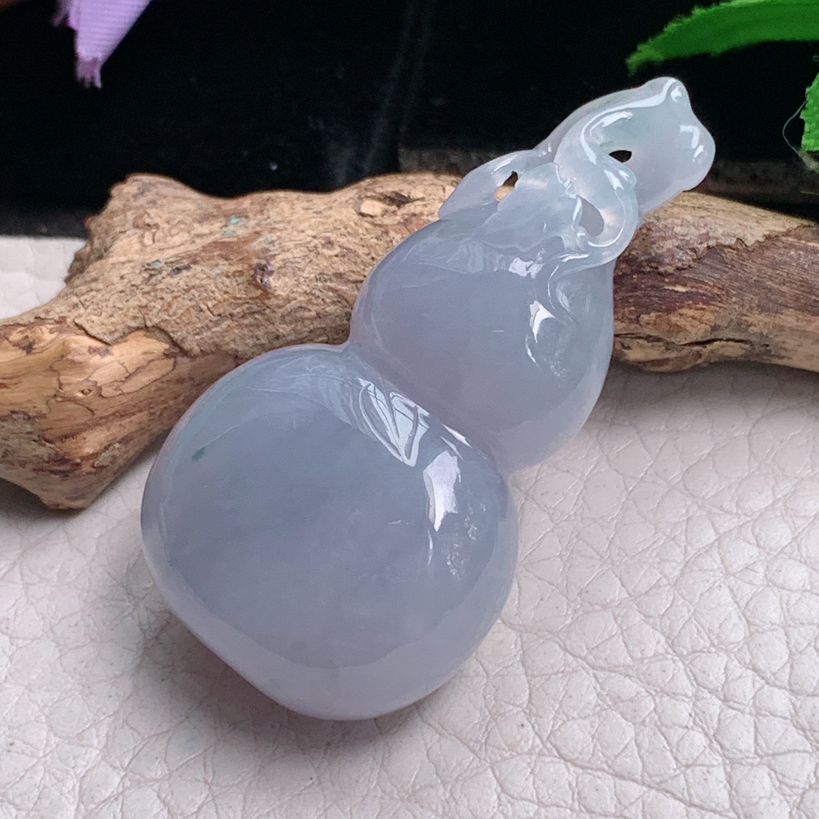 lz实拍46*24.8*14.5天然缅甸翡翠冰紫立体葫芦 玉葫芦玉吊坠 玉挂件