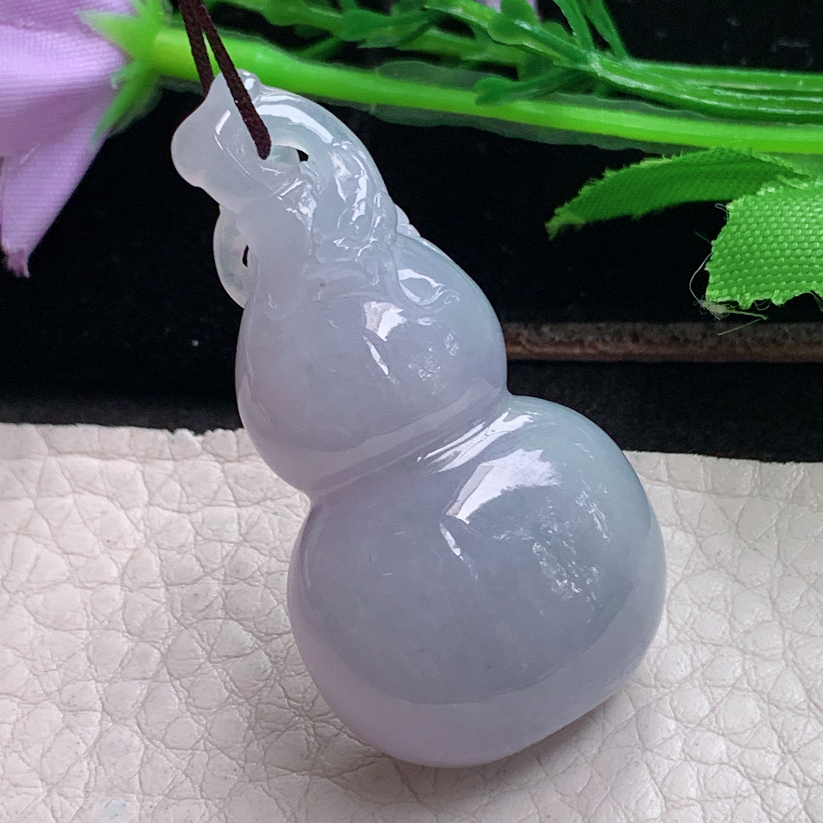 lz实拍46*24.8*14.5天然缅甸翡翠冰紫立体葫芦 玉葫芦玉吊坠 玉挂件