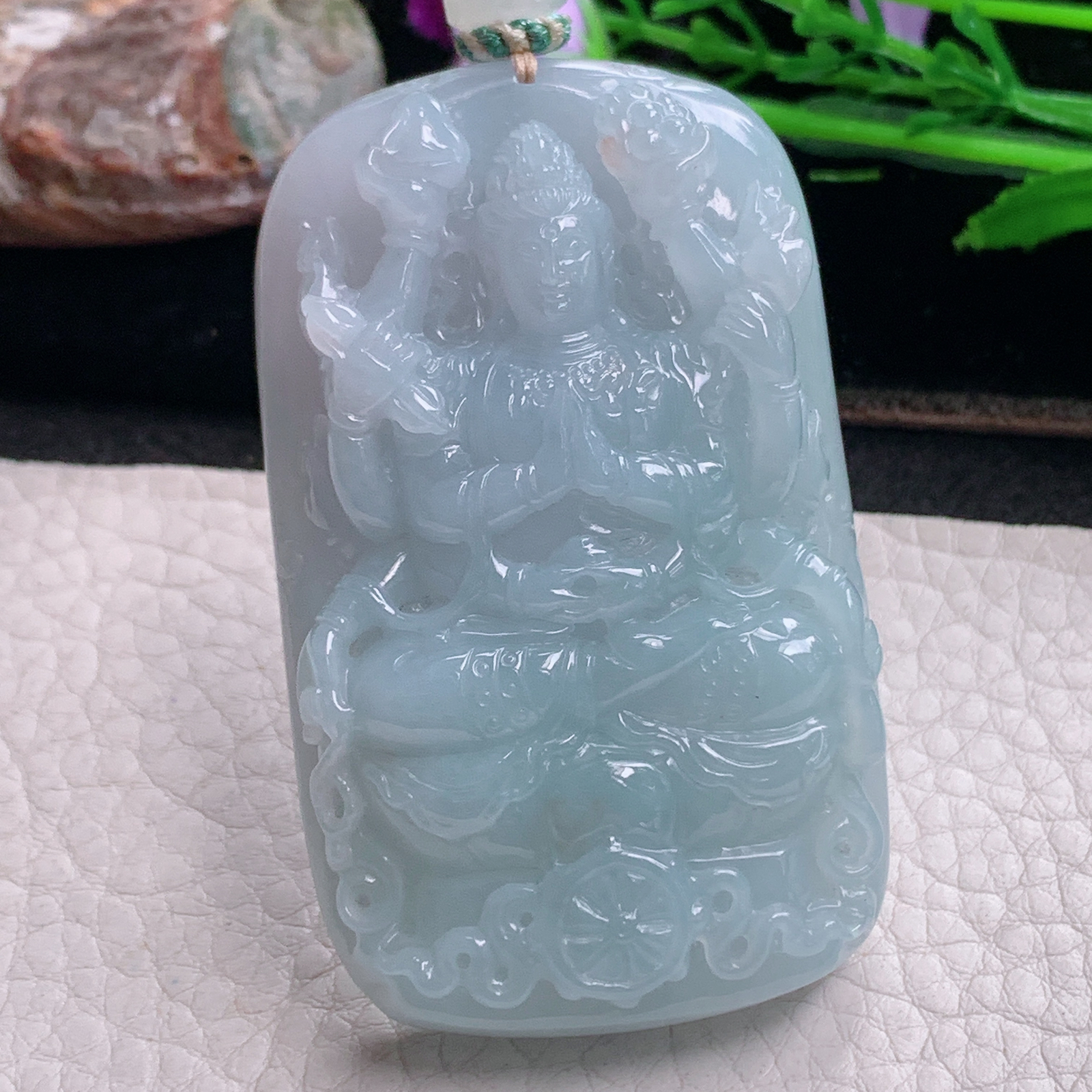 csy实拍62.5*37.8*12天然缅甸翡翠蓝韵千手观音 玉观音玉吊坠 玉挂件