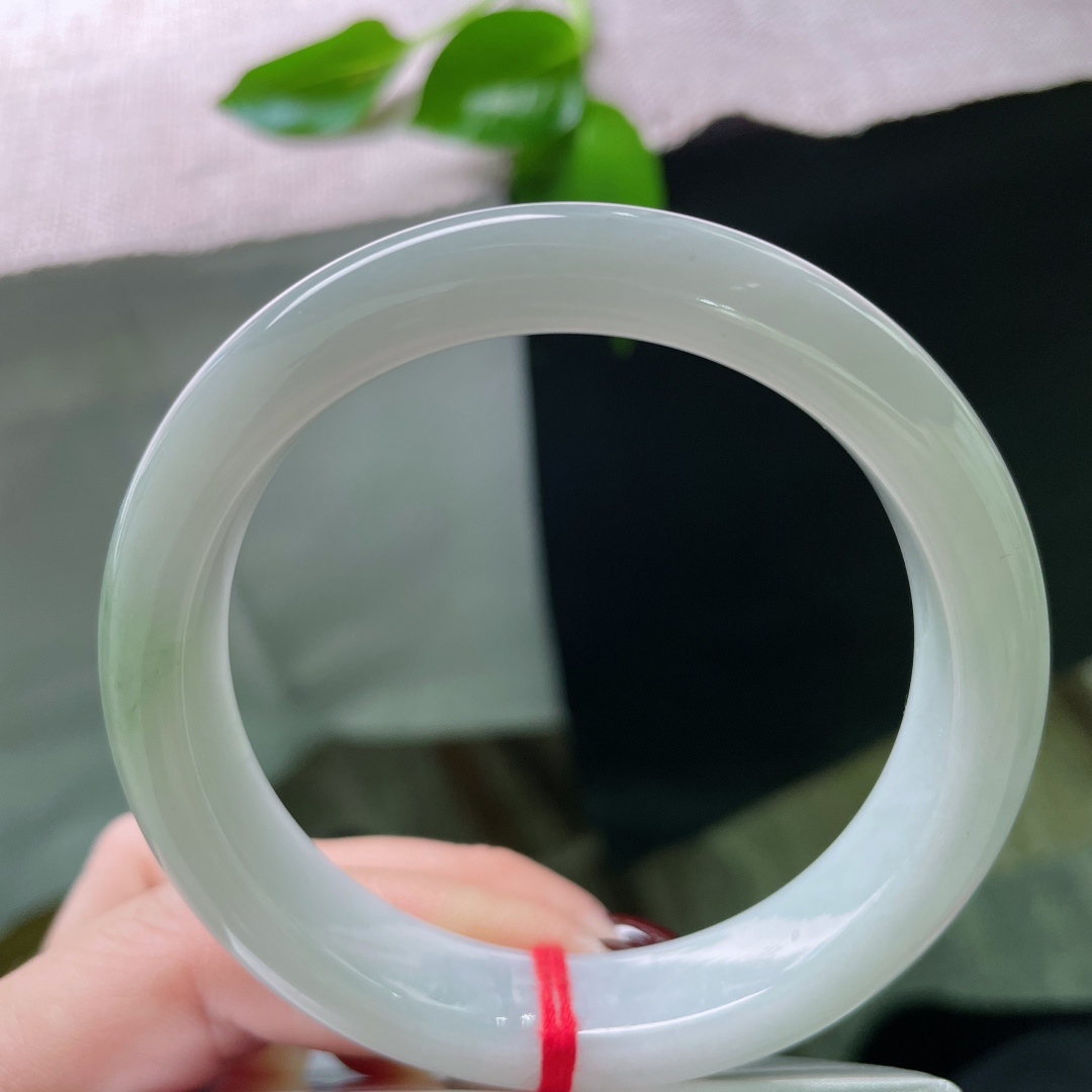 57.1/12.8/8.8，浅绿底正圈，水头好，种老，温馨素净，显气质，棉线纹，ss49202a