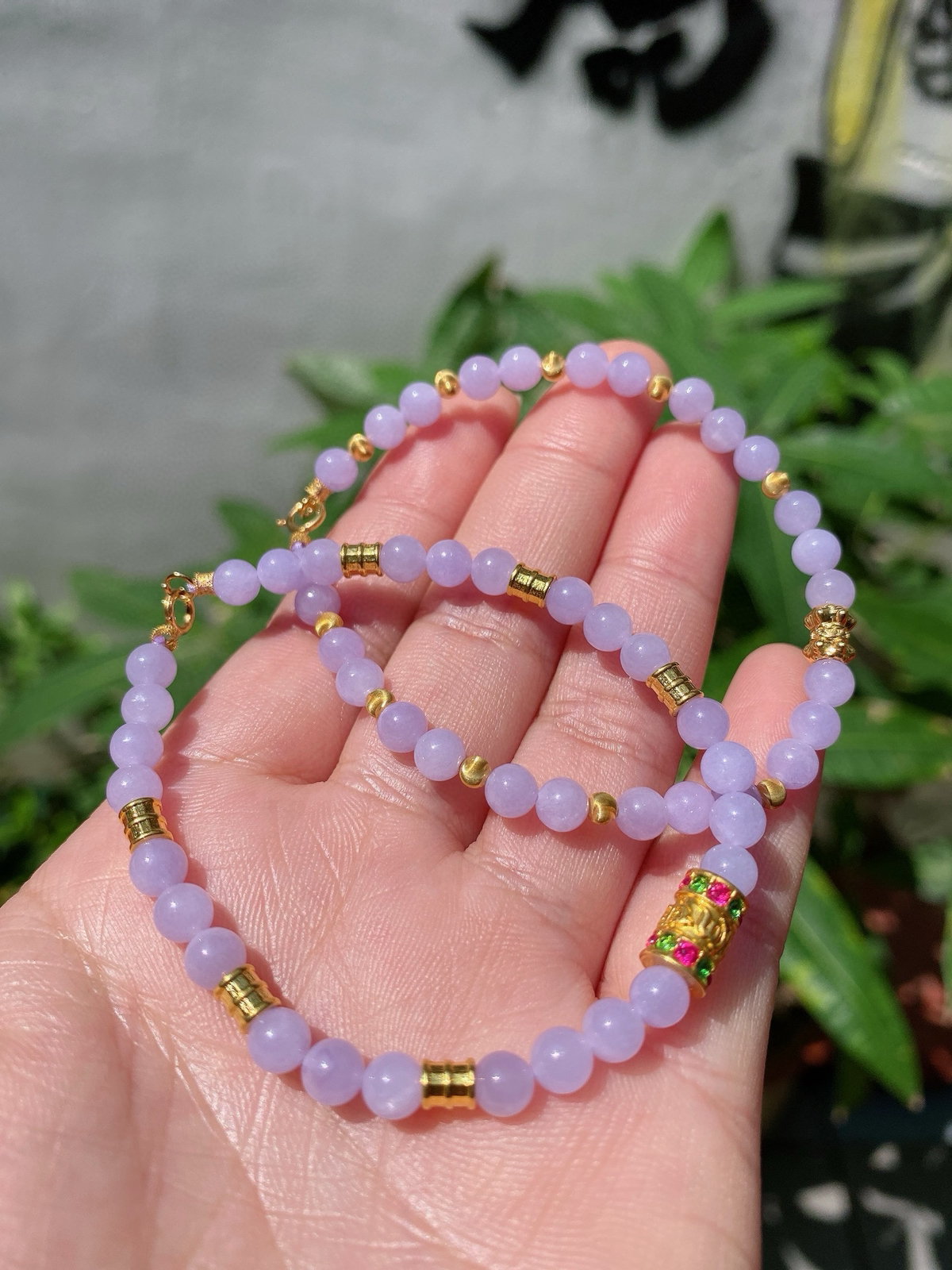 紫罗兰珠珠手串（一件价）
配饰18K金