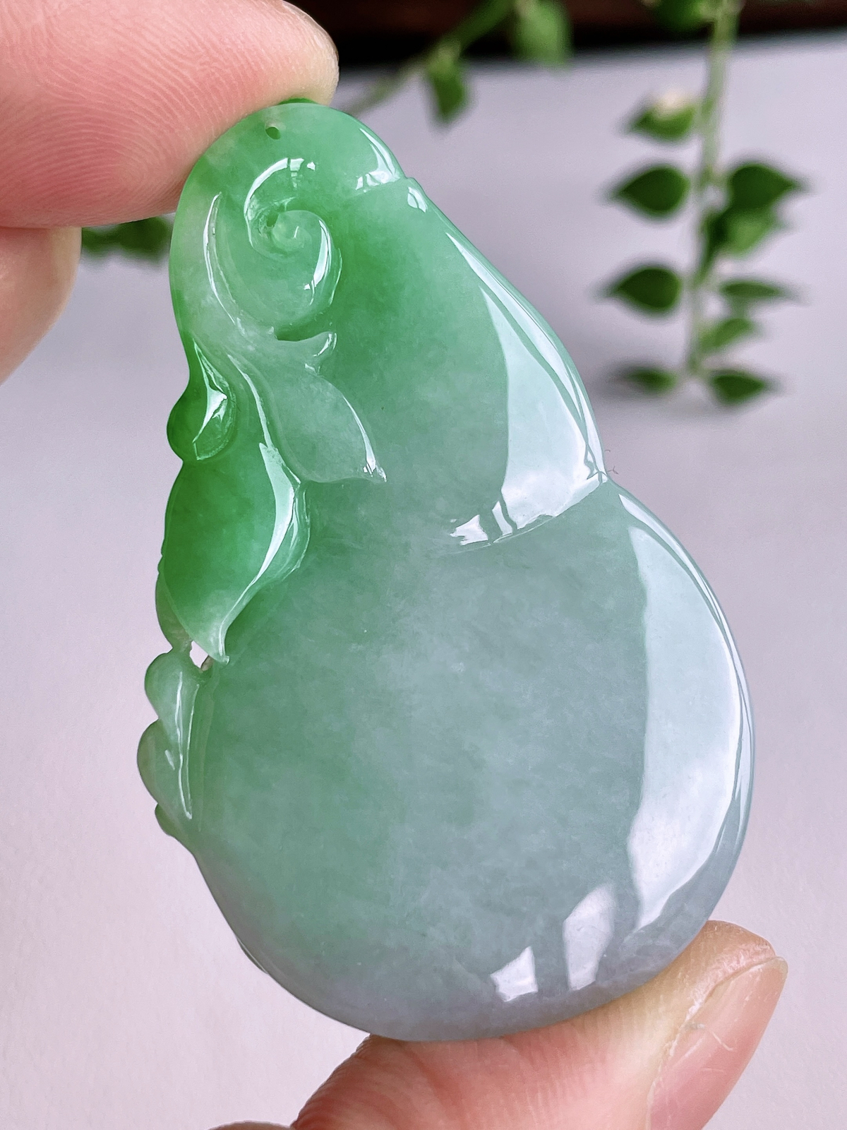 【裸石】冰飘阳绿葫芦吊坠
【说明】缅料 性价比高  
【尺寸】52-32.6-11.4