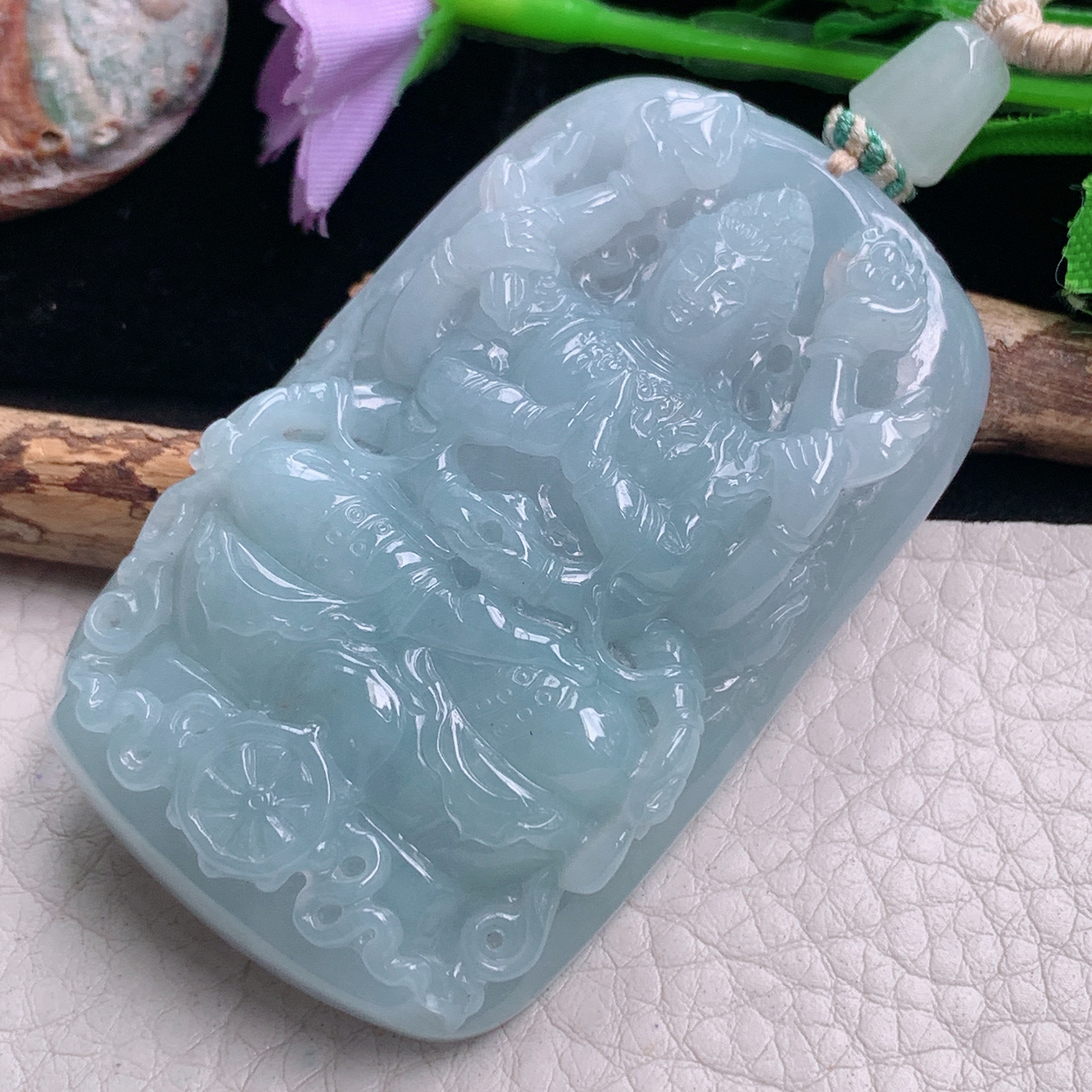 csy实拍62.5*37.8*12天然缅甸翡翠蓝韵千手观音 玉观音玉吊坠 玉挂件