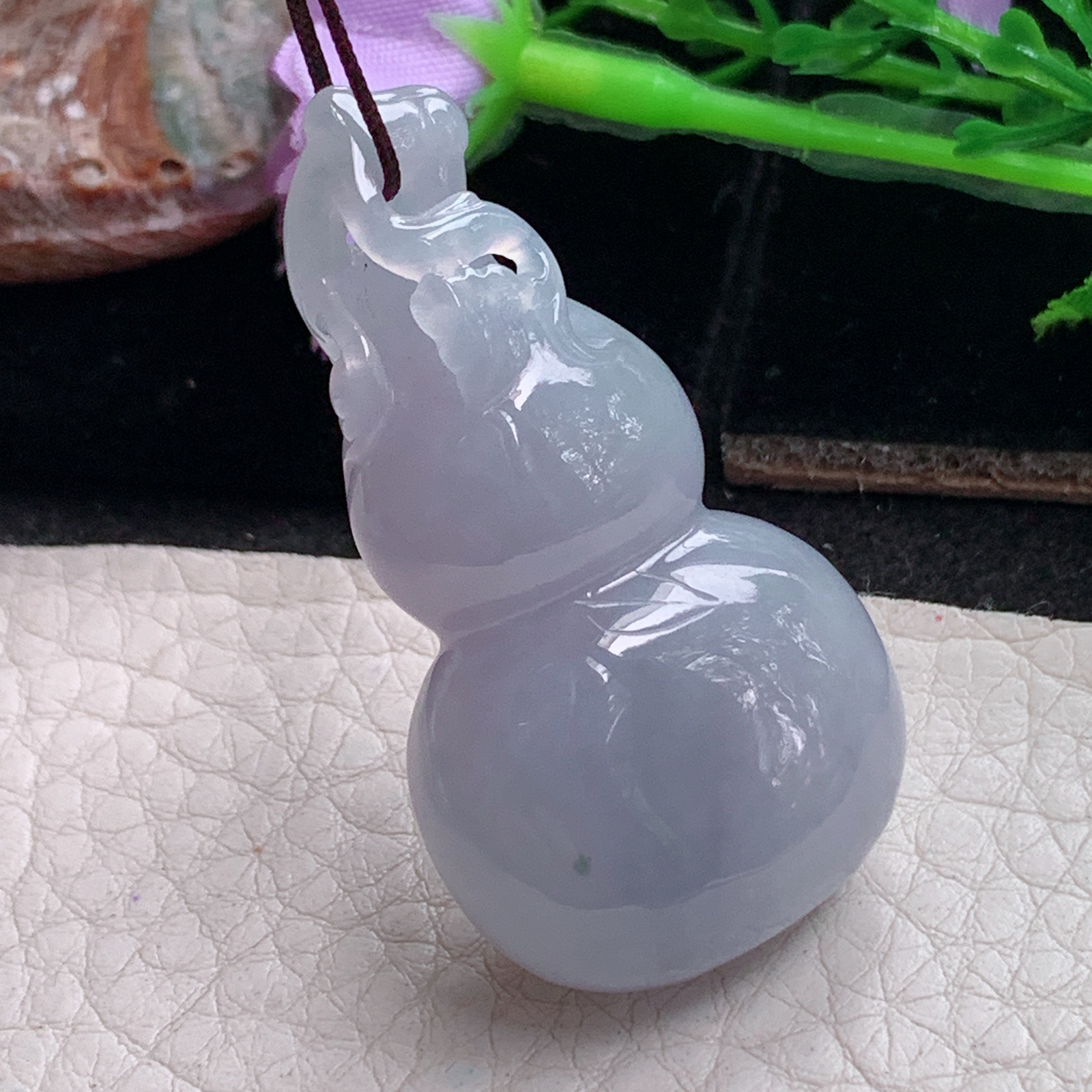 lz实拍46*24.8*14.5天然缅甸翡翠冰紫立体葫芦 玉葫芦玉吊坠 玉挂件