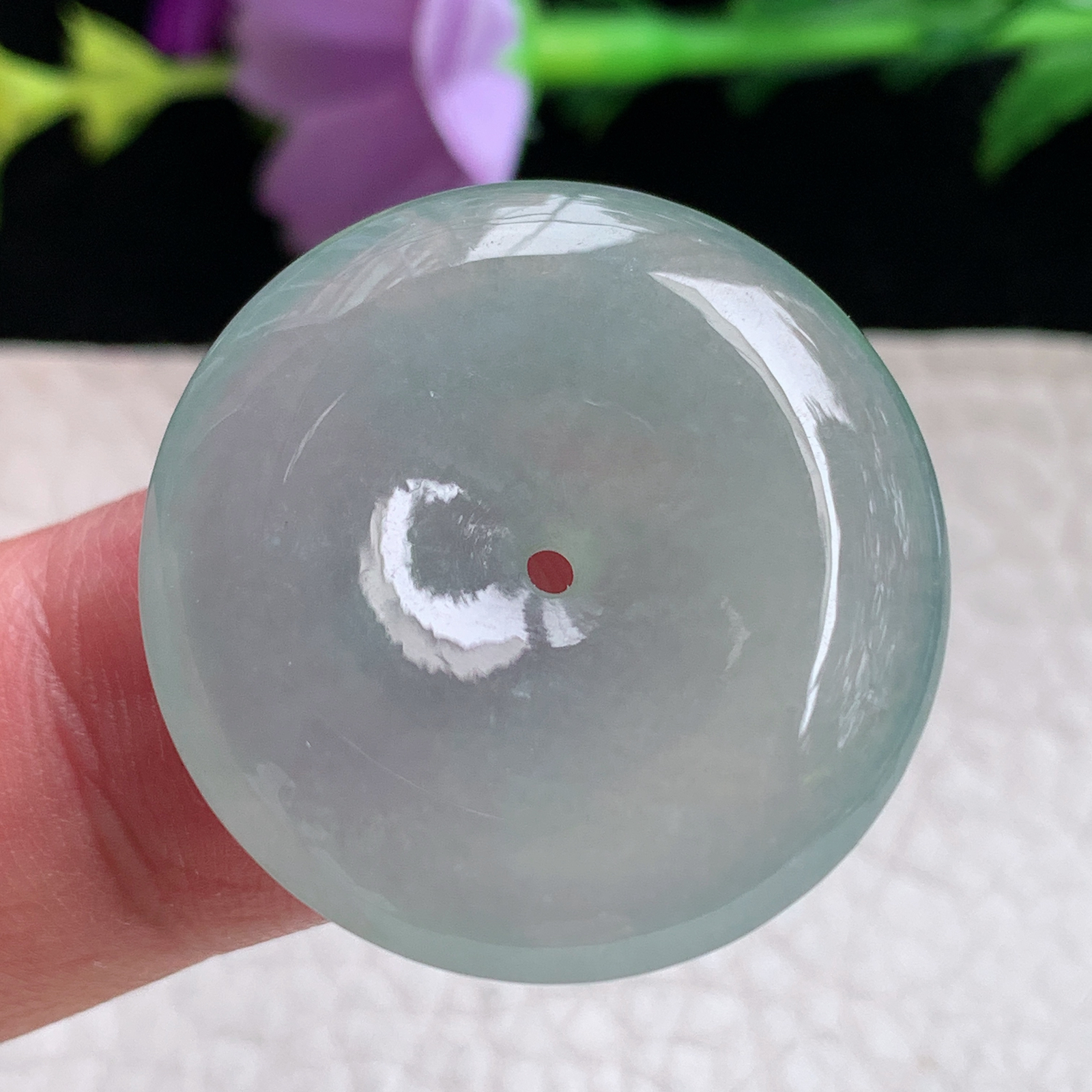 zz3实拍连金28.6*6天然缅甸翡翠冰透平安扣吊坠 冰晴水底玉扣