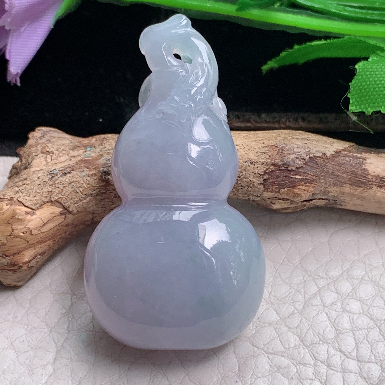 lz实拍46*24.8*14.5天然缅甸翡翠冰紫立体葫芦 玉葫芦玉吊坠 玉挂件