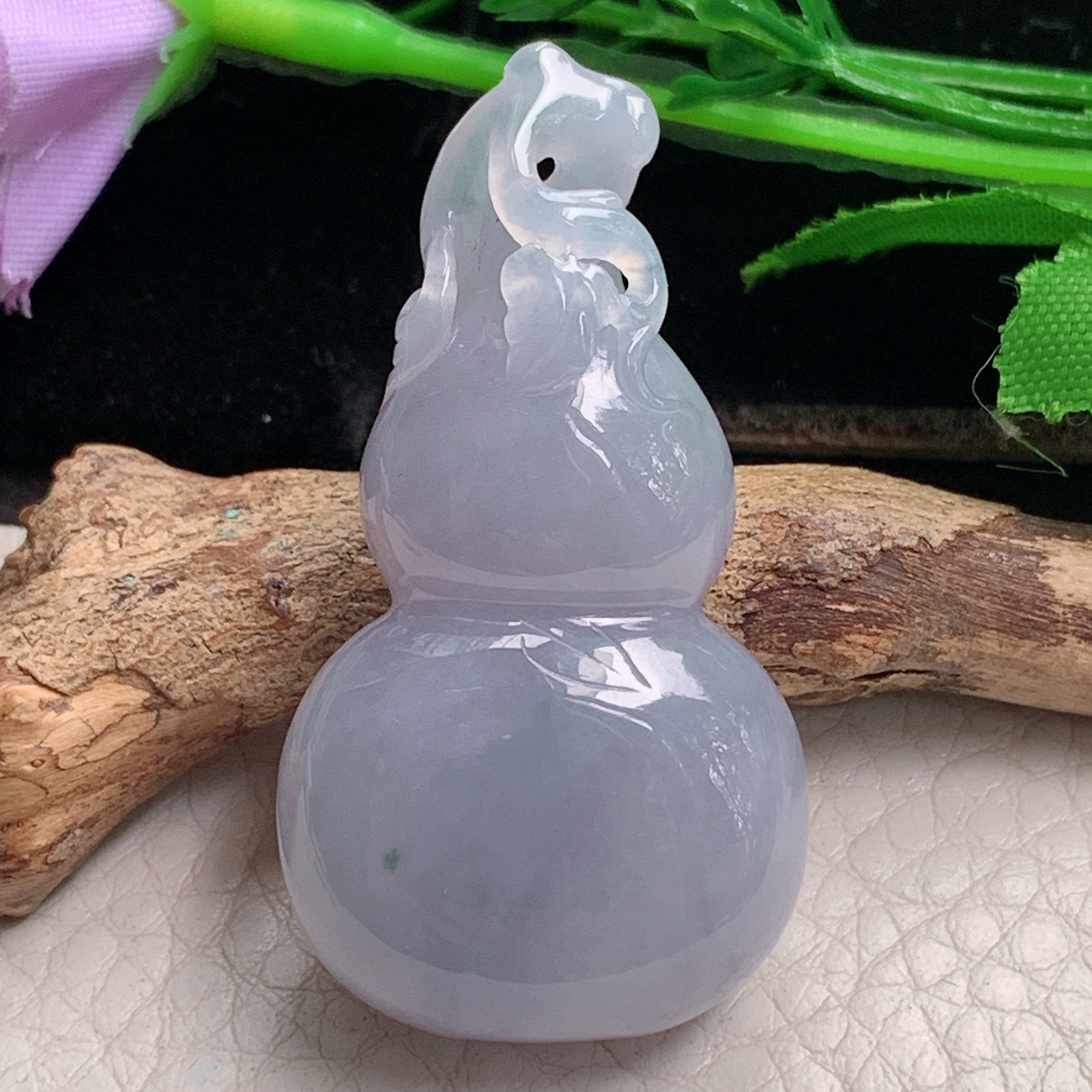 lz实拍46*24.8*14.5天然缅甸翡翠冰紫立体葫芦 玉葫芦玉吊坠 玉挂件