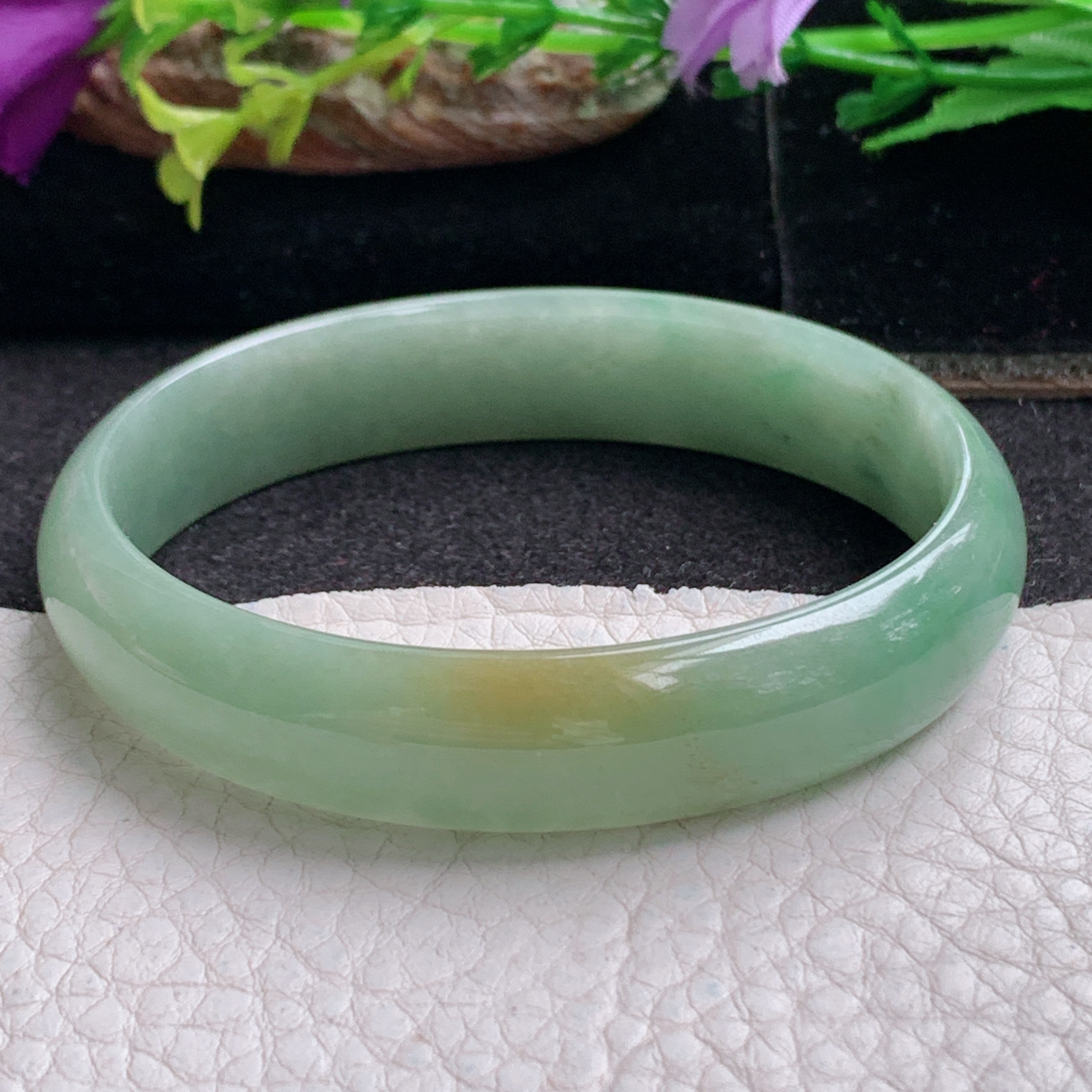 ee实拍56*48*12.2*5.2贵妃镯 天然缅甸翡翠a货手镯双彩蛋形玉镯子