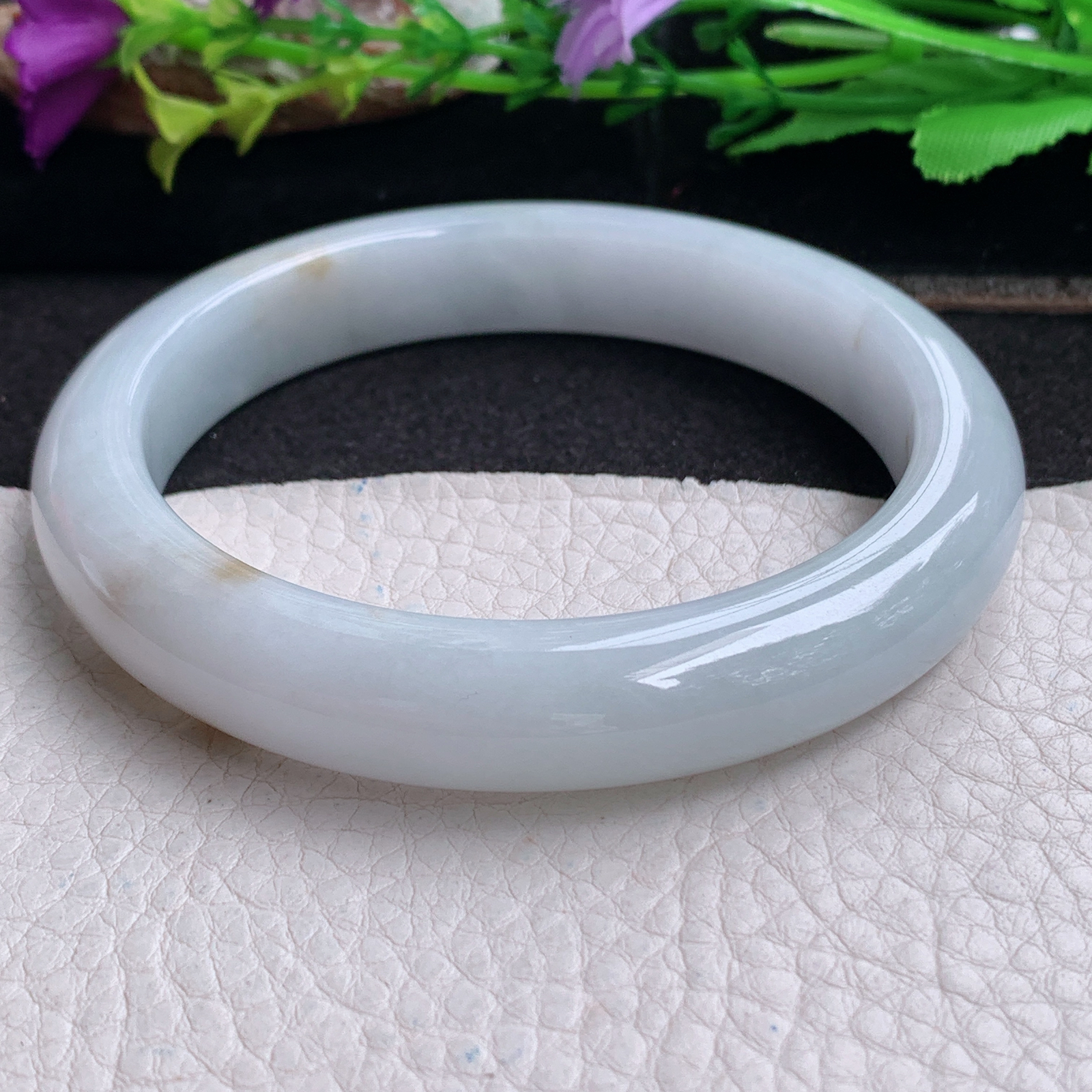 ll大圈口63.5*12.5*9.5平安镯 天然缅甸翡翠a货手镯飘花大气正圈玉镯子