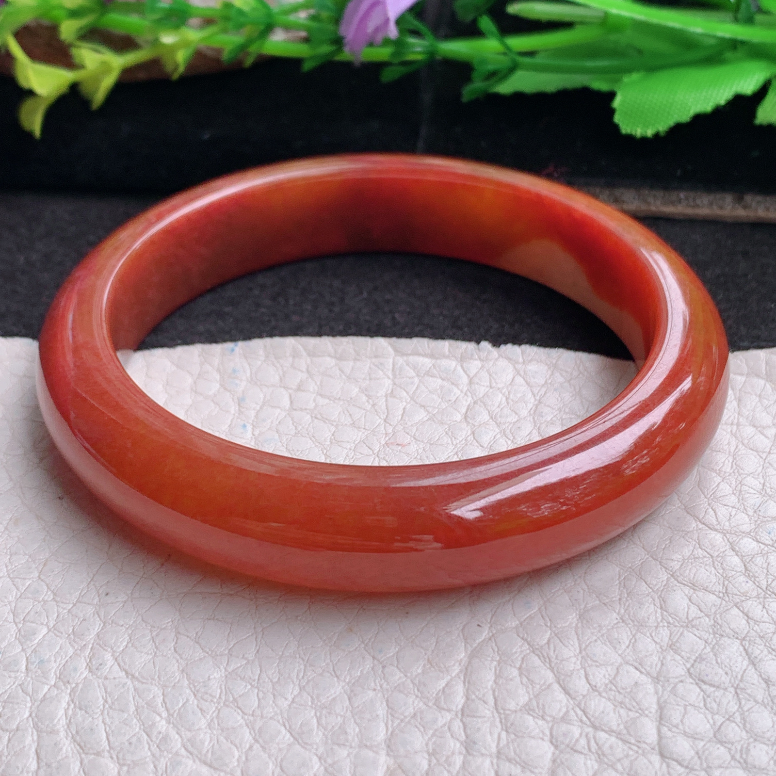 ll实拍58*12.2*8平安镯 天然缅甸翡翠a货手镯胶感红翡正圈玉镯子