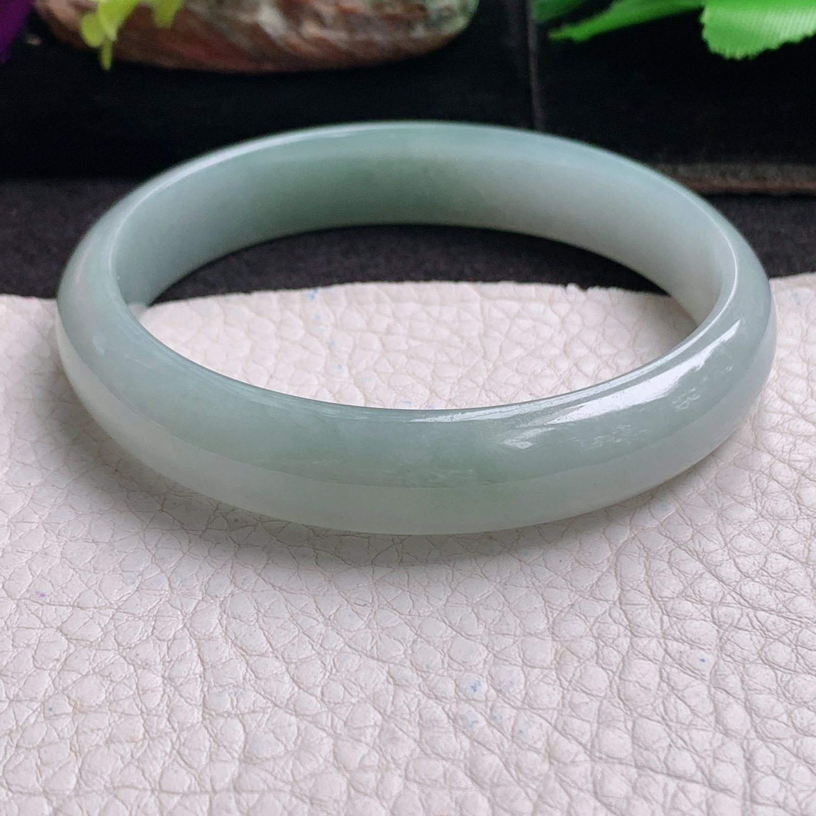 js大圈口60*12*6.5平安镯 天然缅甸翡翠a货手镯晴美正圈玉镯子