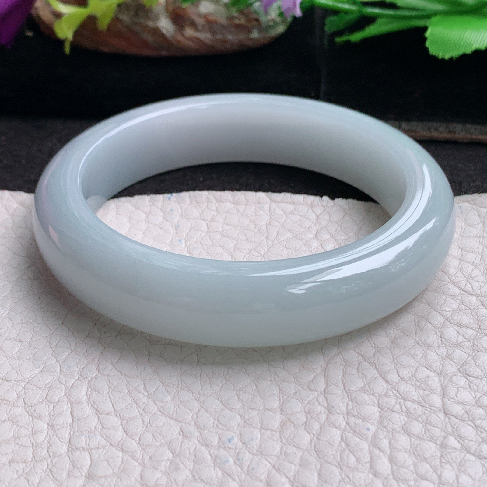 z实拍54.5*13*8.8平安镯 天然缅甸翡翠a货手镯纯美厚装正圈玉镯子