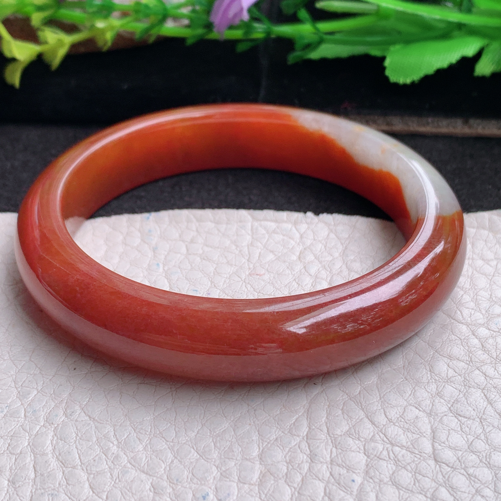 ll实拍58*12.2*8平安镯 天然缅甸翡翠a货手镯胶感红翡正圈玉镯子