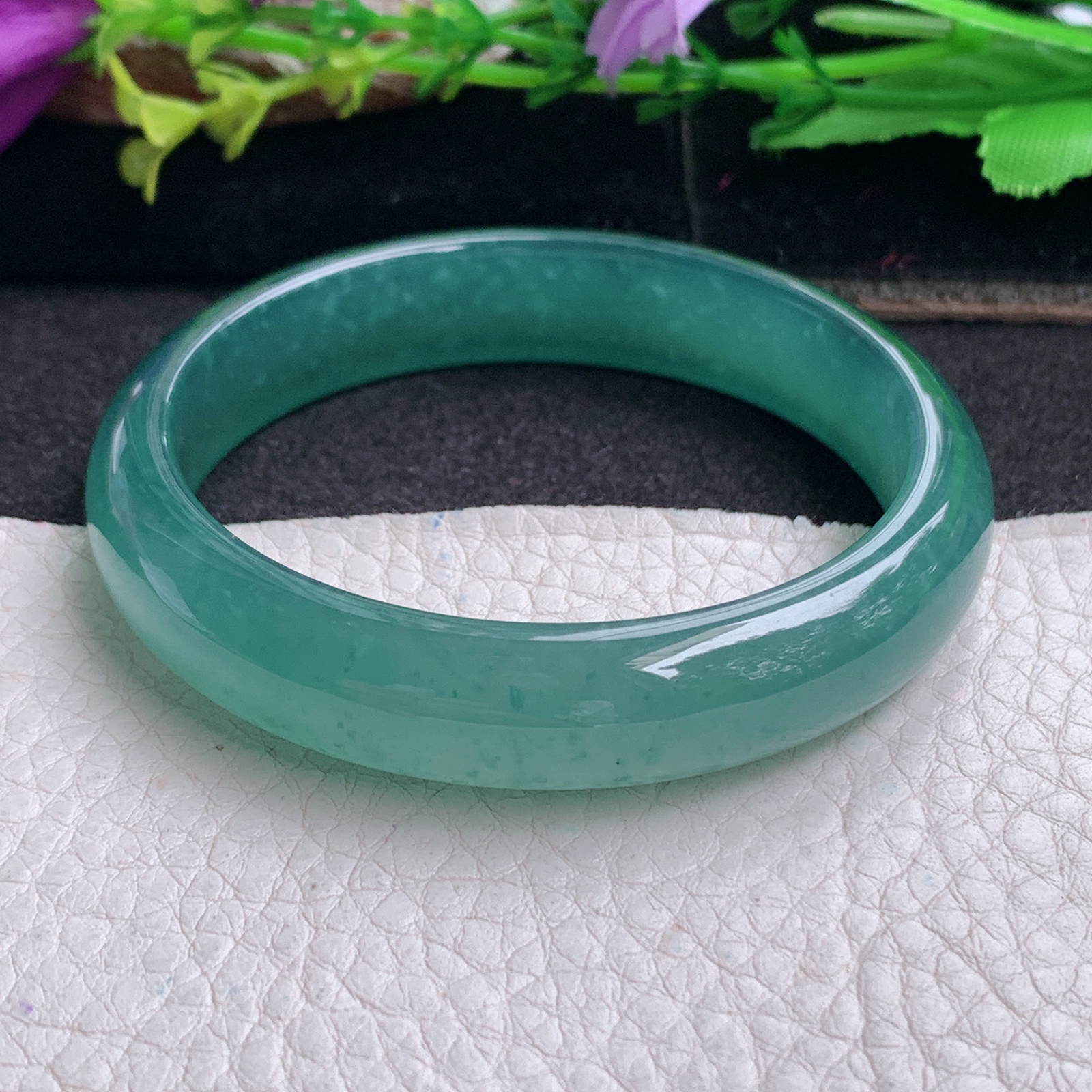 ll实拍55*12.2*6.8平安镯 天然翡翠a货手镯冰蓝韵正圈玉镯子