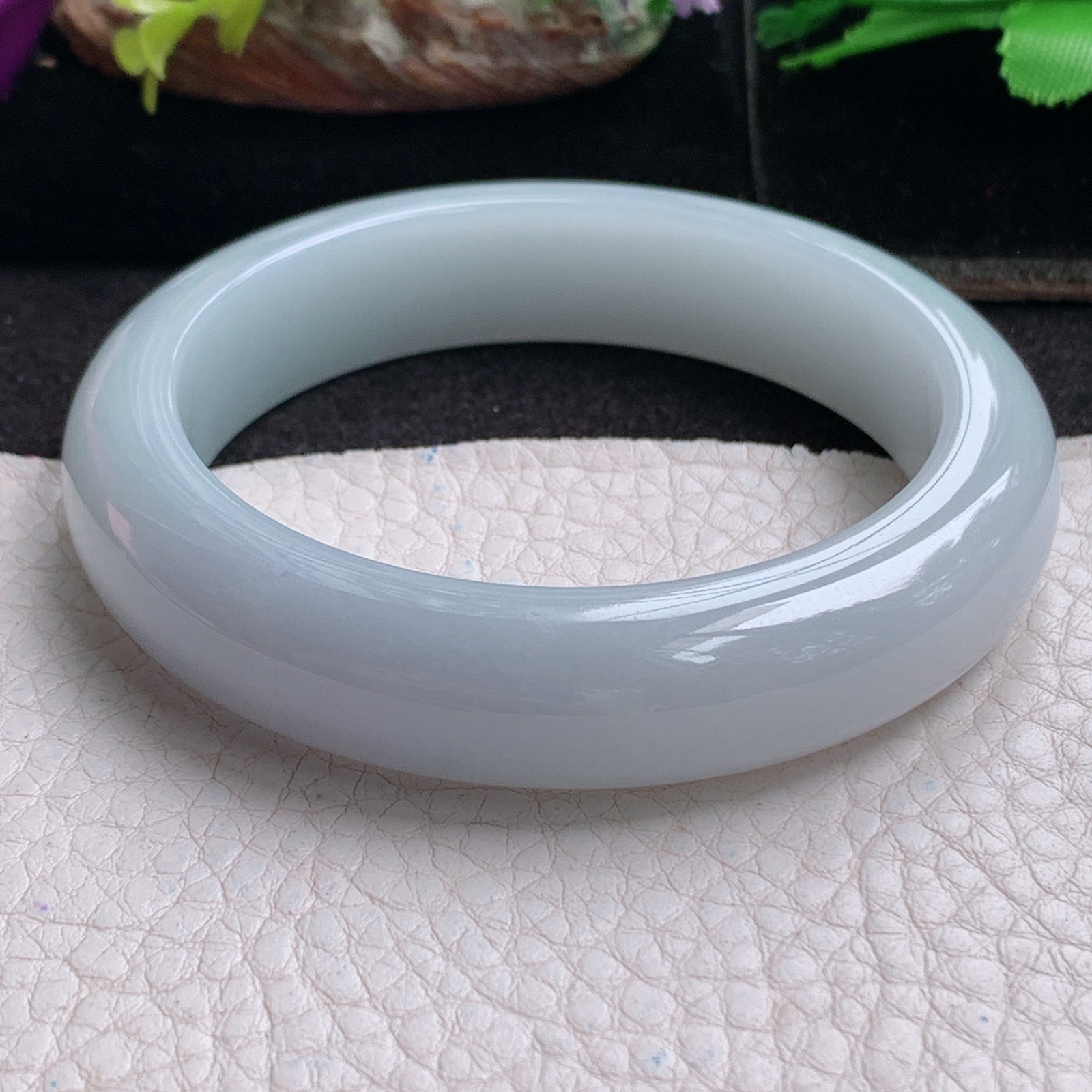 z实拍54.5*13*8.8平安镯 天然缅甸翡翠a货手镯纯美厚装正圈玉镯子